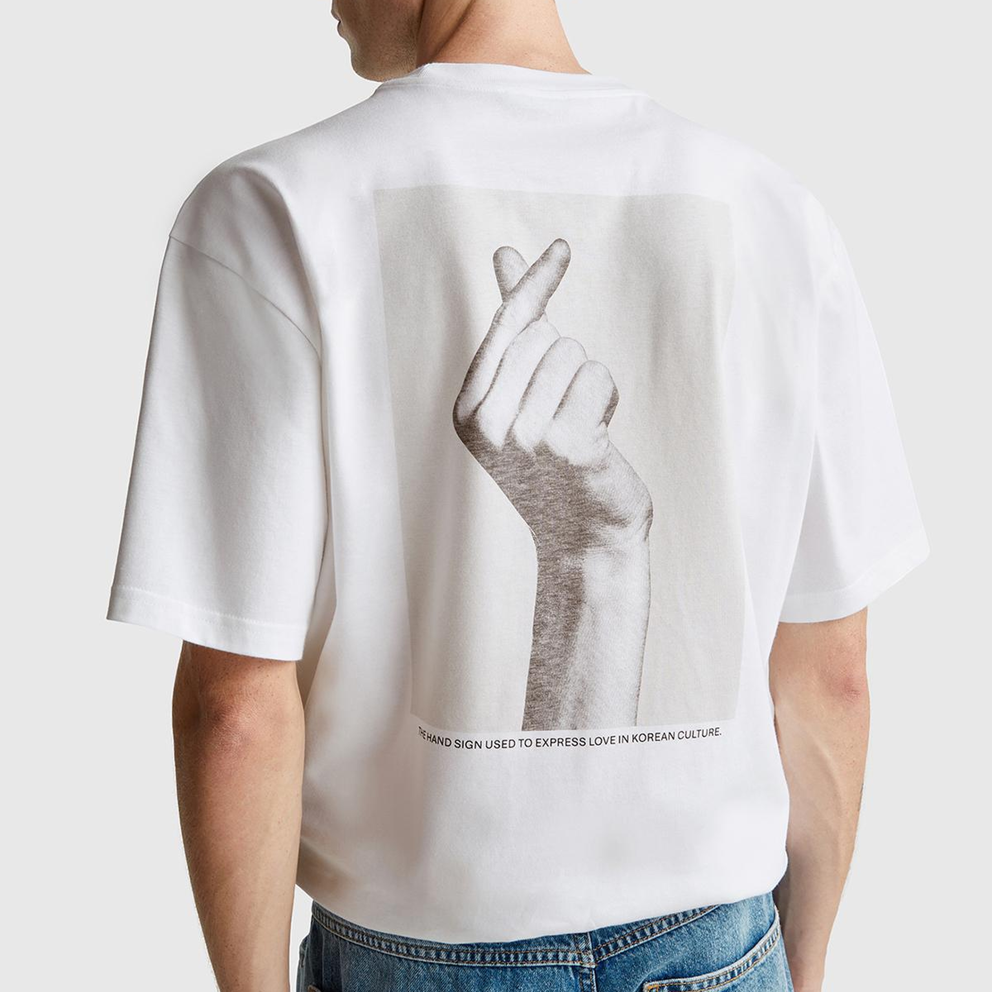 Erkek Beyaz-Love Baskılı %100 Pamuk Önü ve Arkası Baskılı T-Shirt