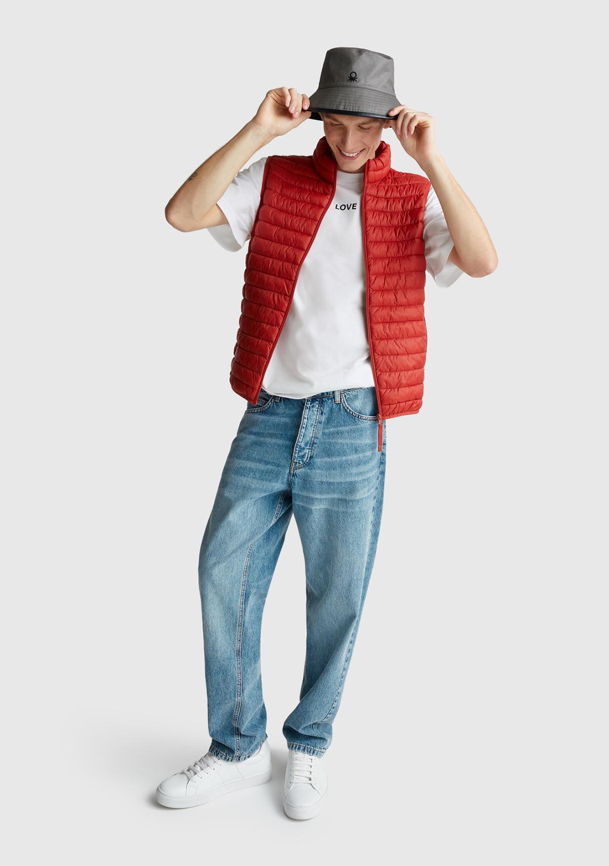 Erkek Beyaz-Love Baskılı %100 Pamuk Önü ve Arkası Baskılı T-Shirt