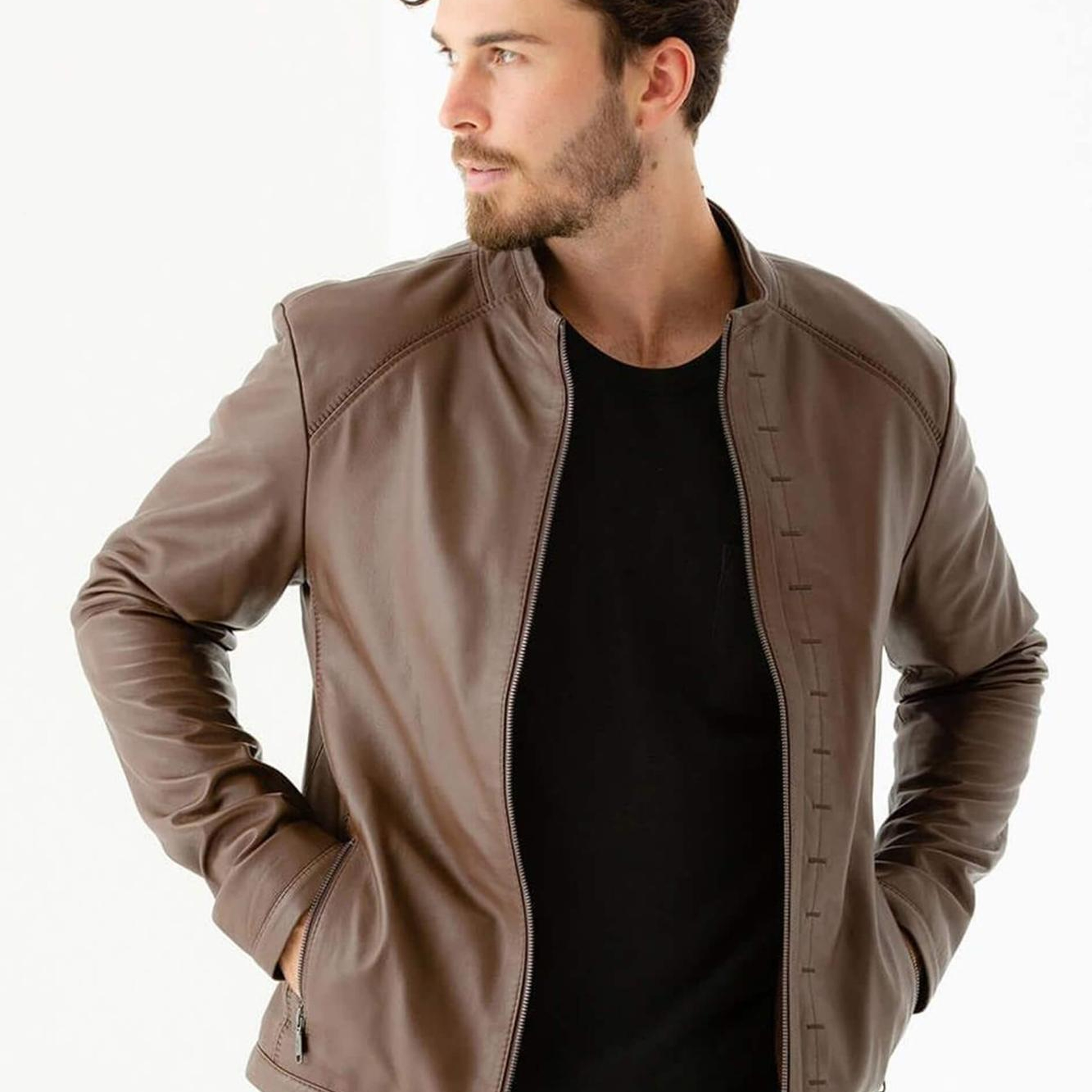 Tamer Tanca Erkek Hakiki Deri Kahverengi Deri Mont