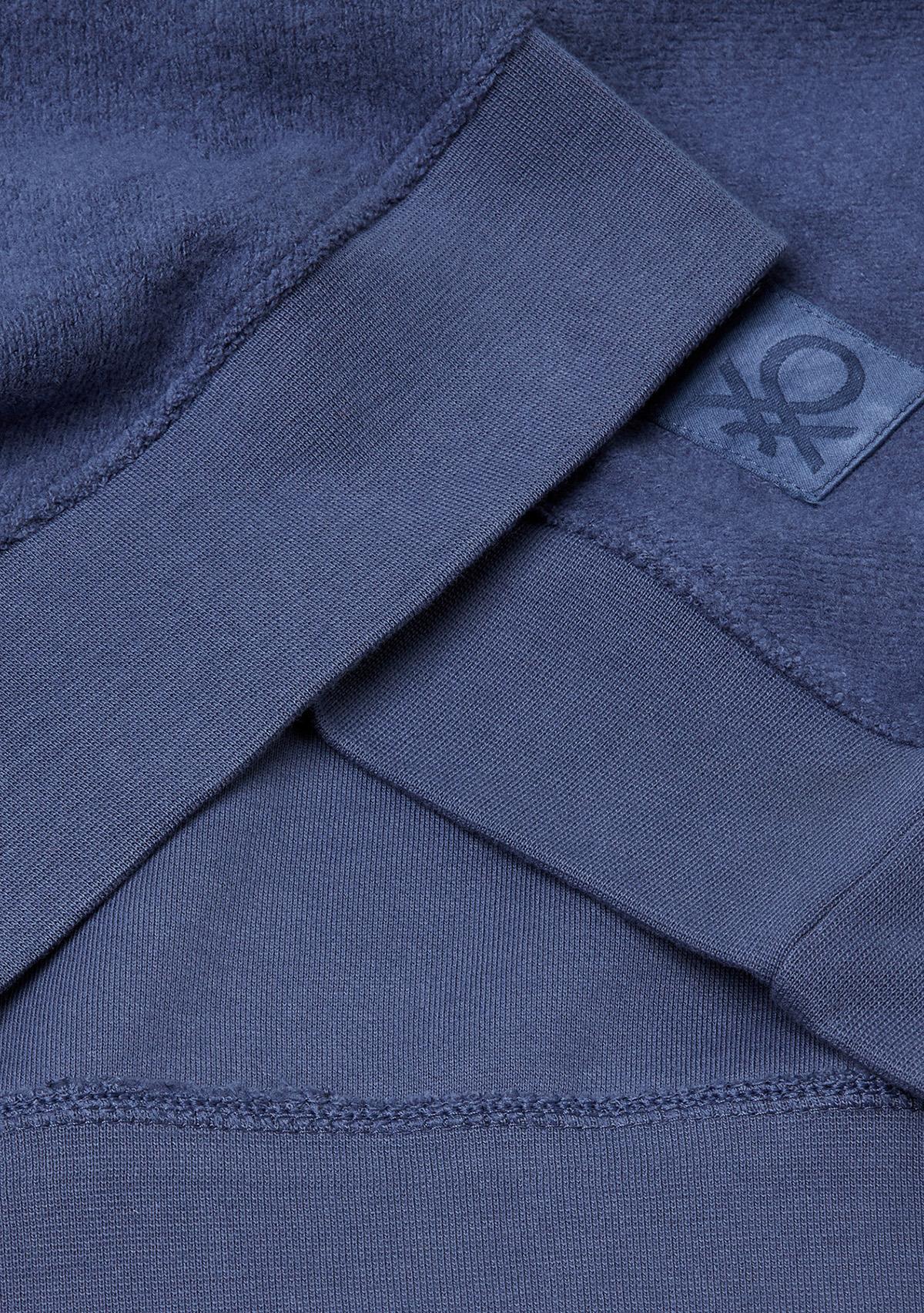 Erkek Gri Pamuk Karışımlı Önü Logo Detaylı Bisiklet Yaka Sweatshirt