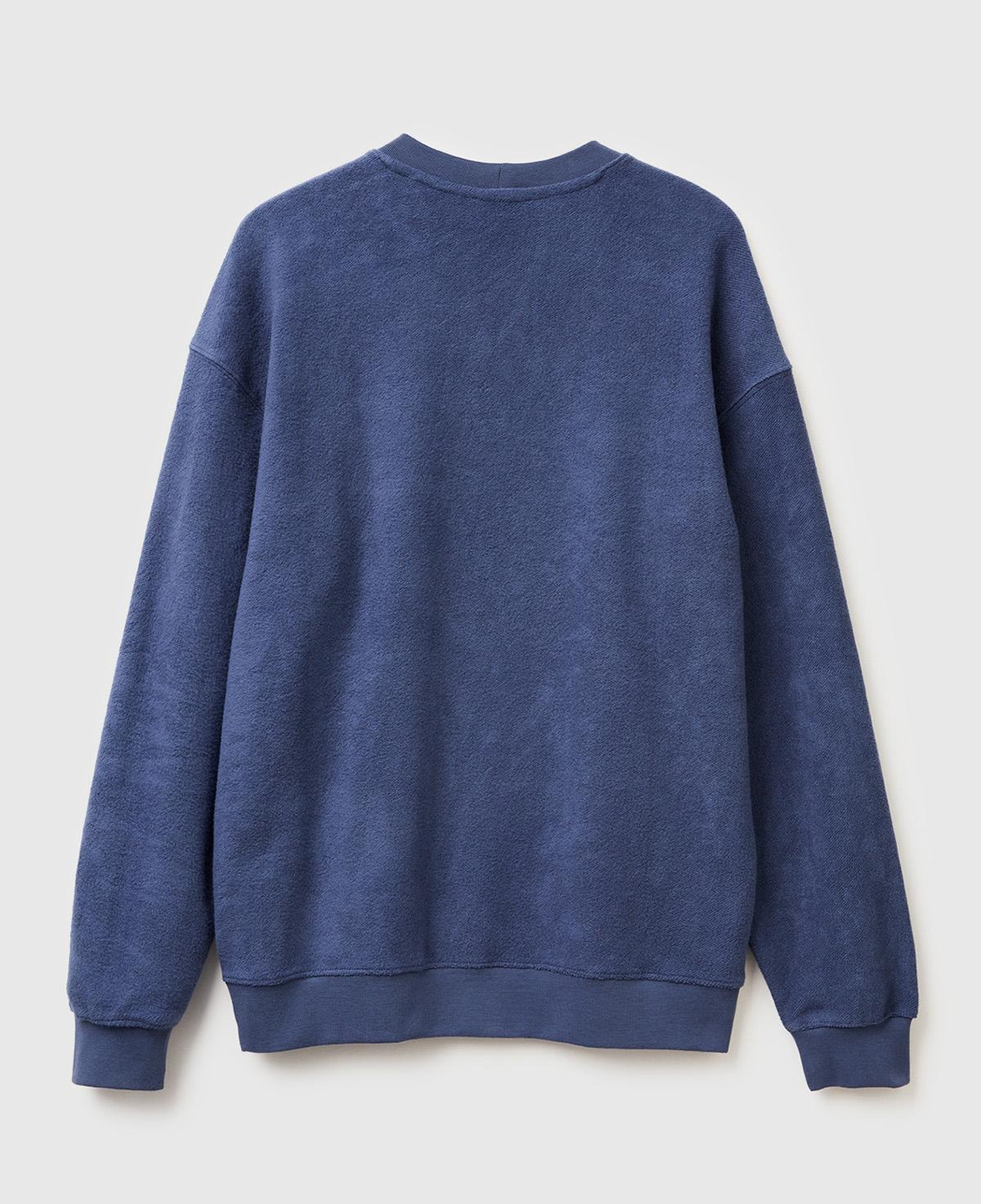 Erkek Gri Pamuk Karışımlı Önü Logo Detaylı Bisiklet Yaka Sweatshirt