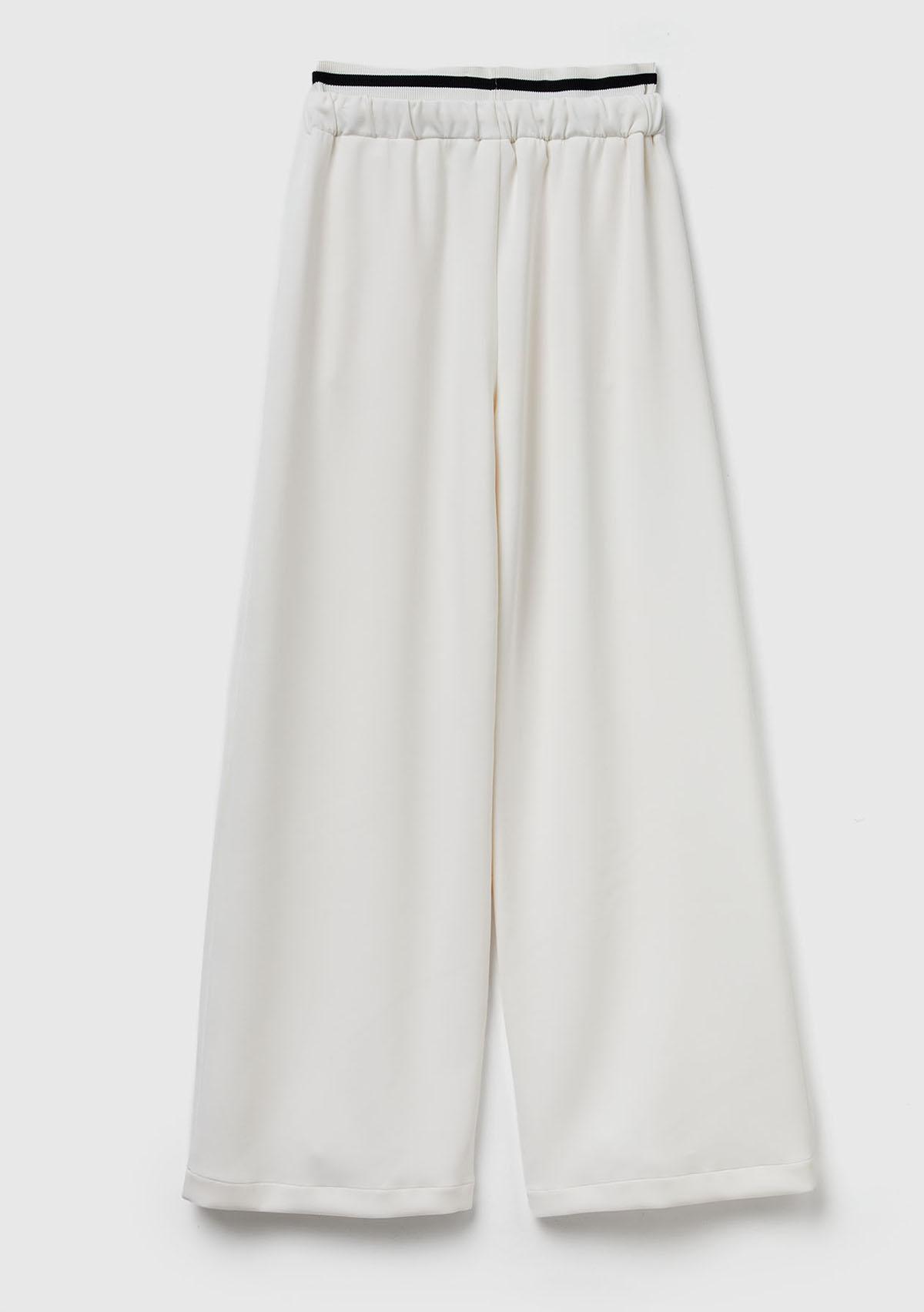 Kadın Krem Modal Karışımlı Cepli Beli Bağcıklı Geniş Paça Eşofman Altı