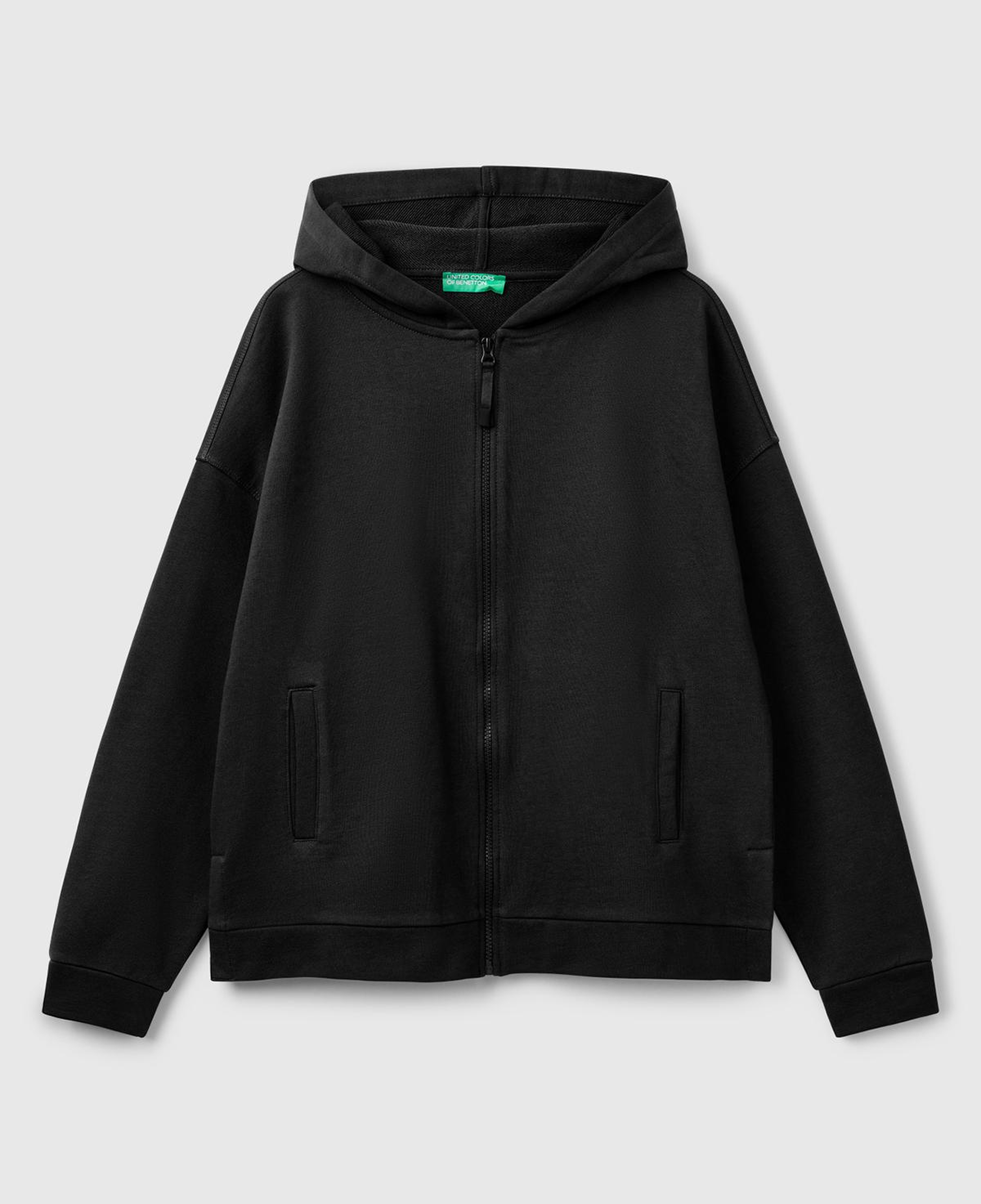 Kadın Siyah Logo Baskı Detaylı Kapüşonlu Relax Fit Sweatshirt