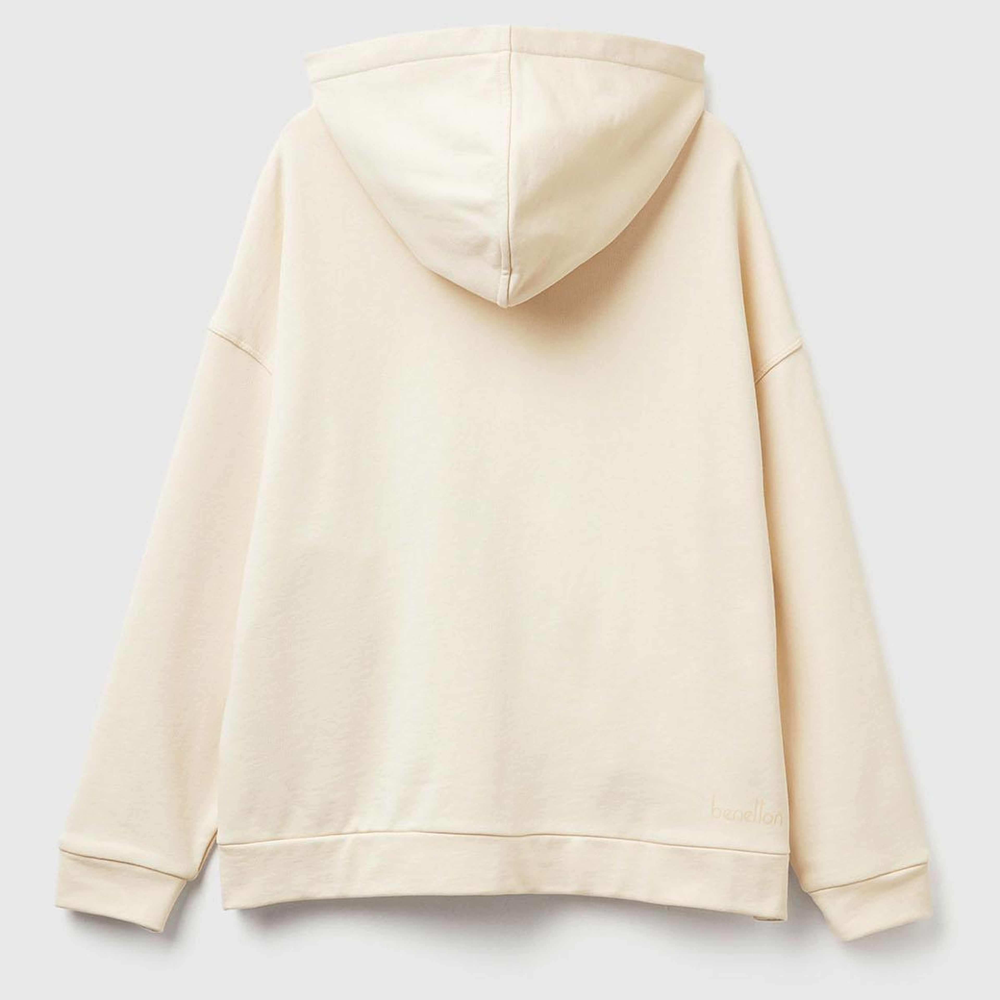 Kadın Krem Logo Baskı Detaylı Kapüşonlu Relax Fit Sweatshirt