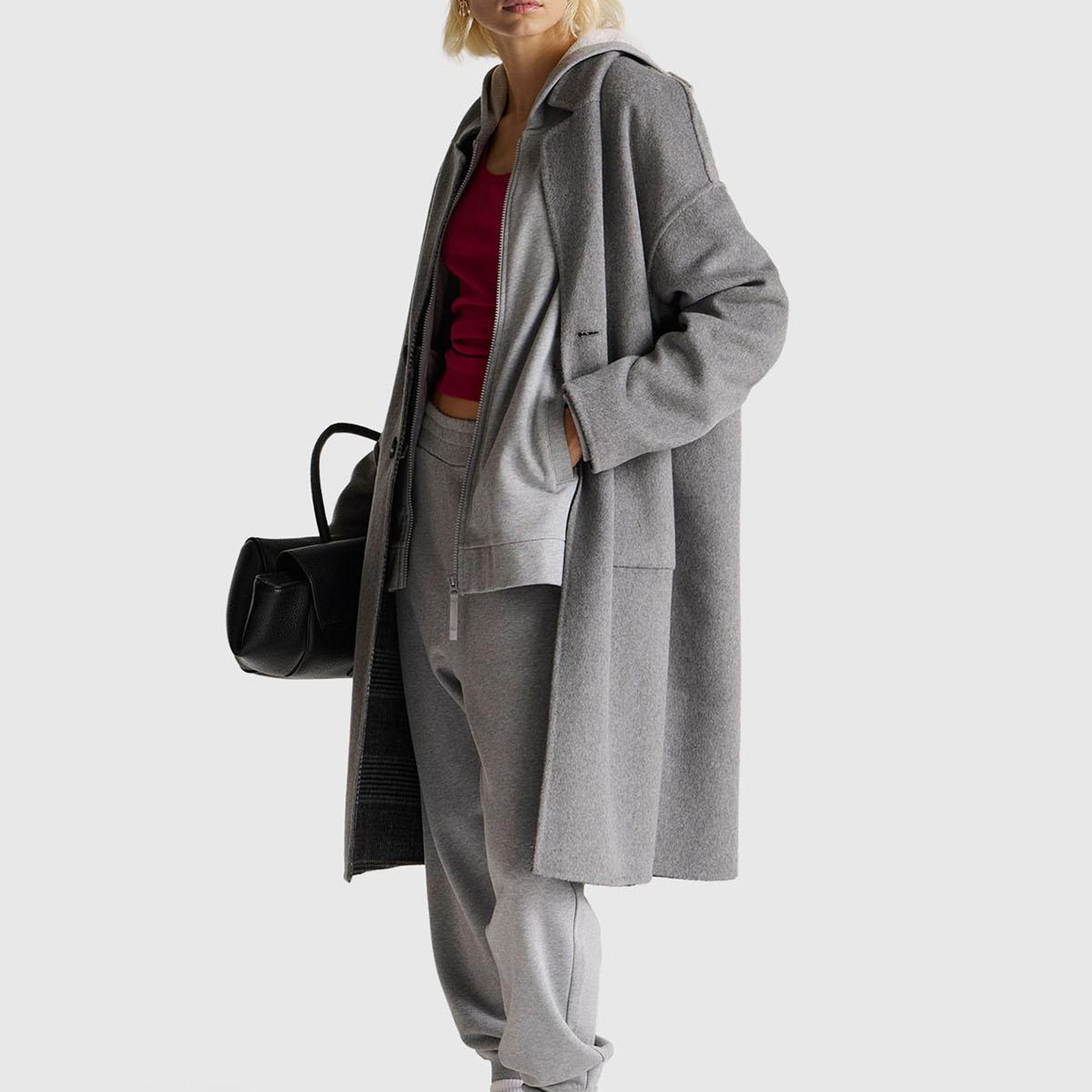 Kadın Gri Melanj Logo Baskı Detaylı Kapüşonlu Relax Fit Sweatshirt