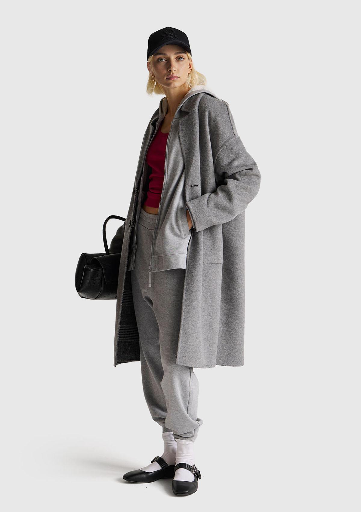 Kadın Gri Melanj Logo Baskı Detaylı Kapüşonlu Relax Fit Sweatshirt