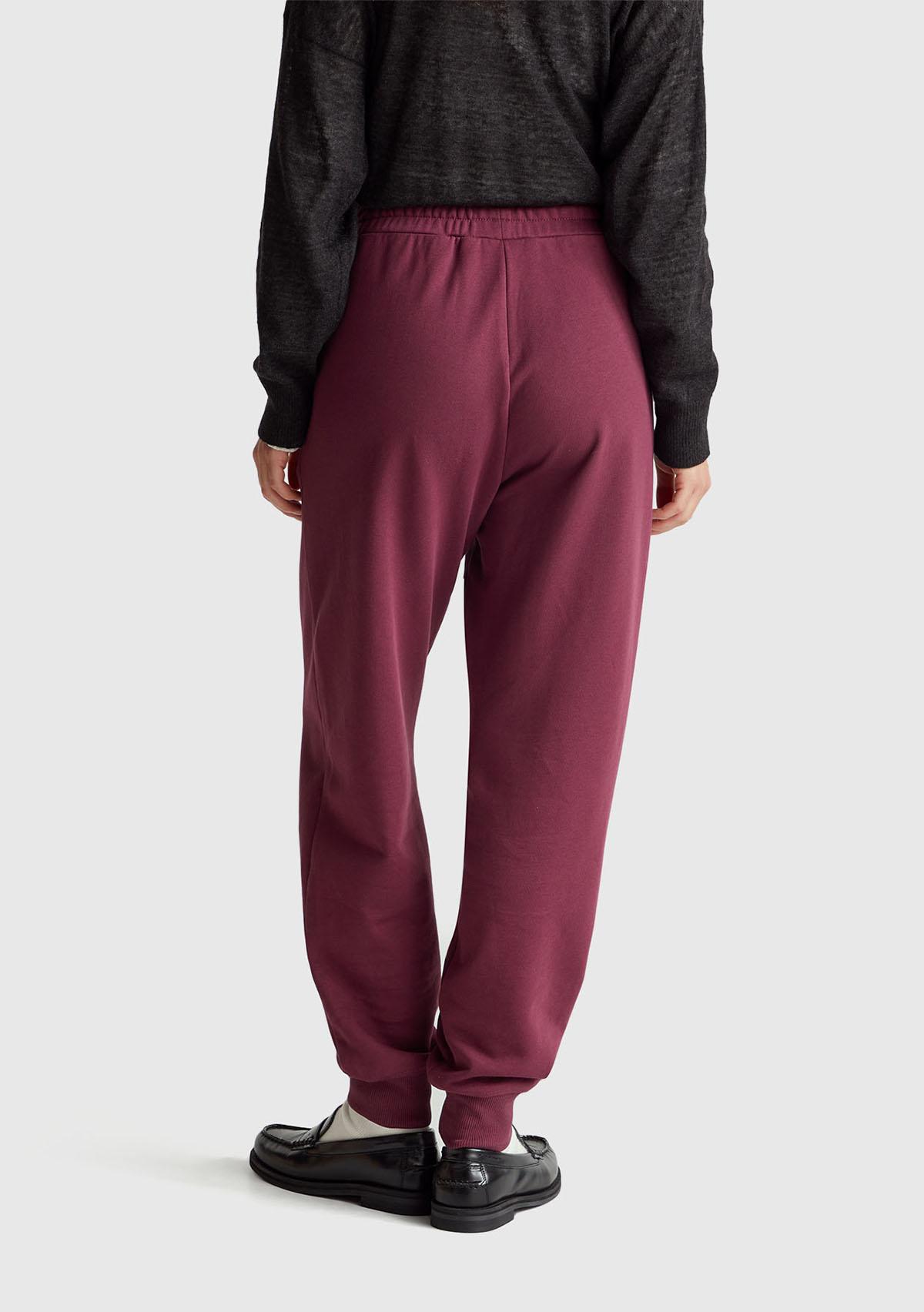 Kadın Mürdüm %100 Pamuk Manşetli Beli Lastikli Regular Fit Eşofman Altı