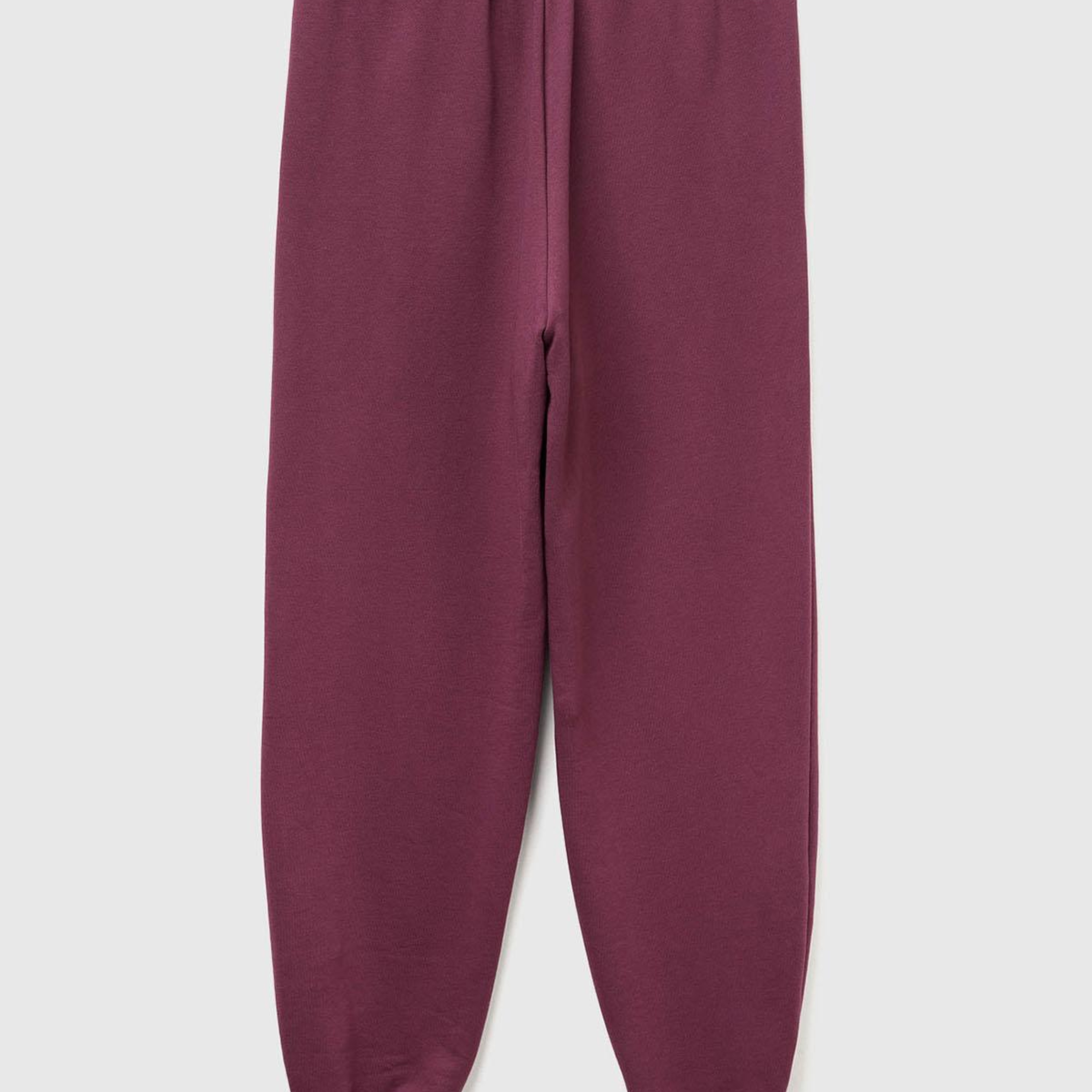 Kadın Mürdüm %100 Pamuk Manşetli Beli Lastikli Regular Fit Eşofman Altı