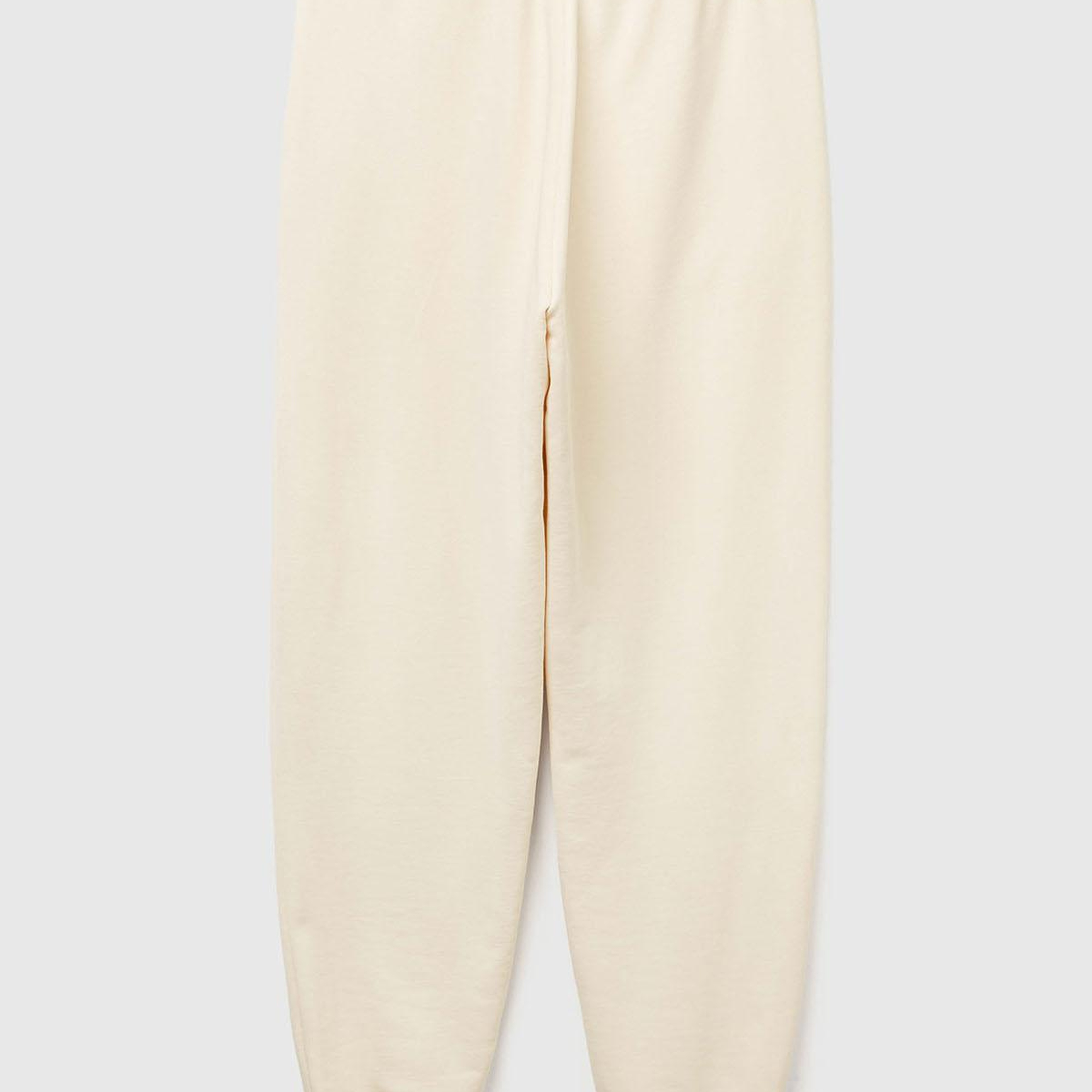 Kadın Krem %100 Pamuk Manşetli Beli Lastikli Regular Fit Eşofman Altı