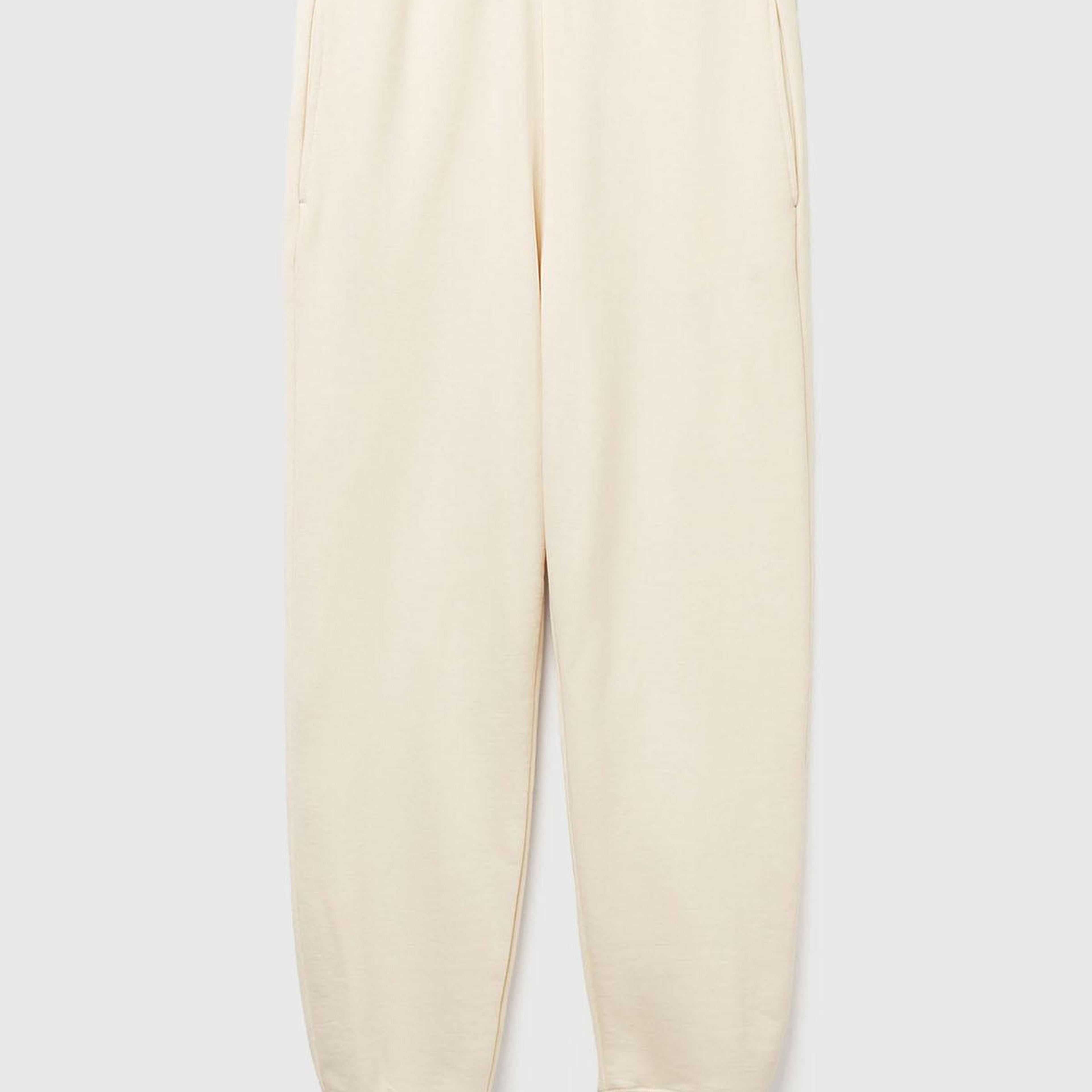 Kadın Krem %100 Pamuk Manşetli Beli Lastikli Regular Fit Eşofman Altı