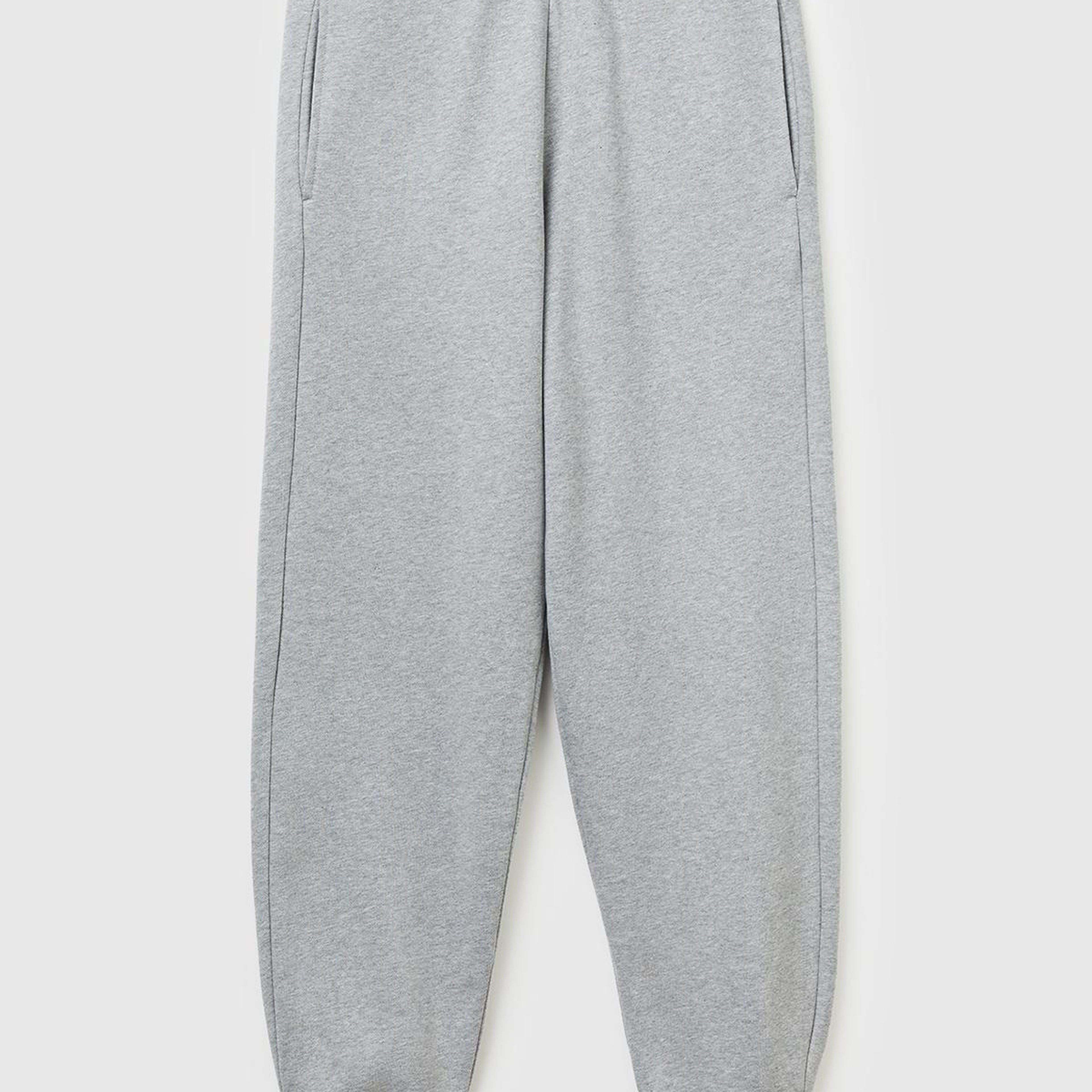 Kadın Gri Melanj %100 Pamuk Manşetli Beli Lastikli Regular Fit Eşofman Altı