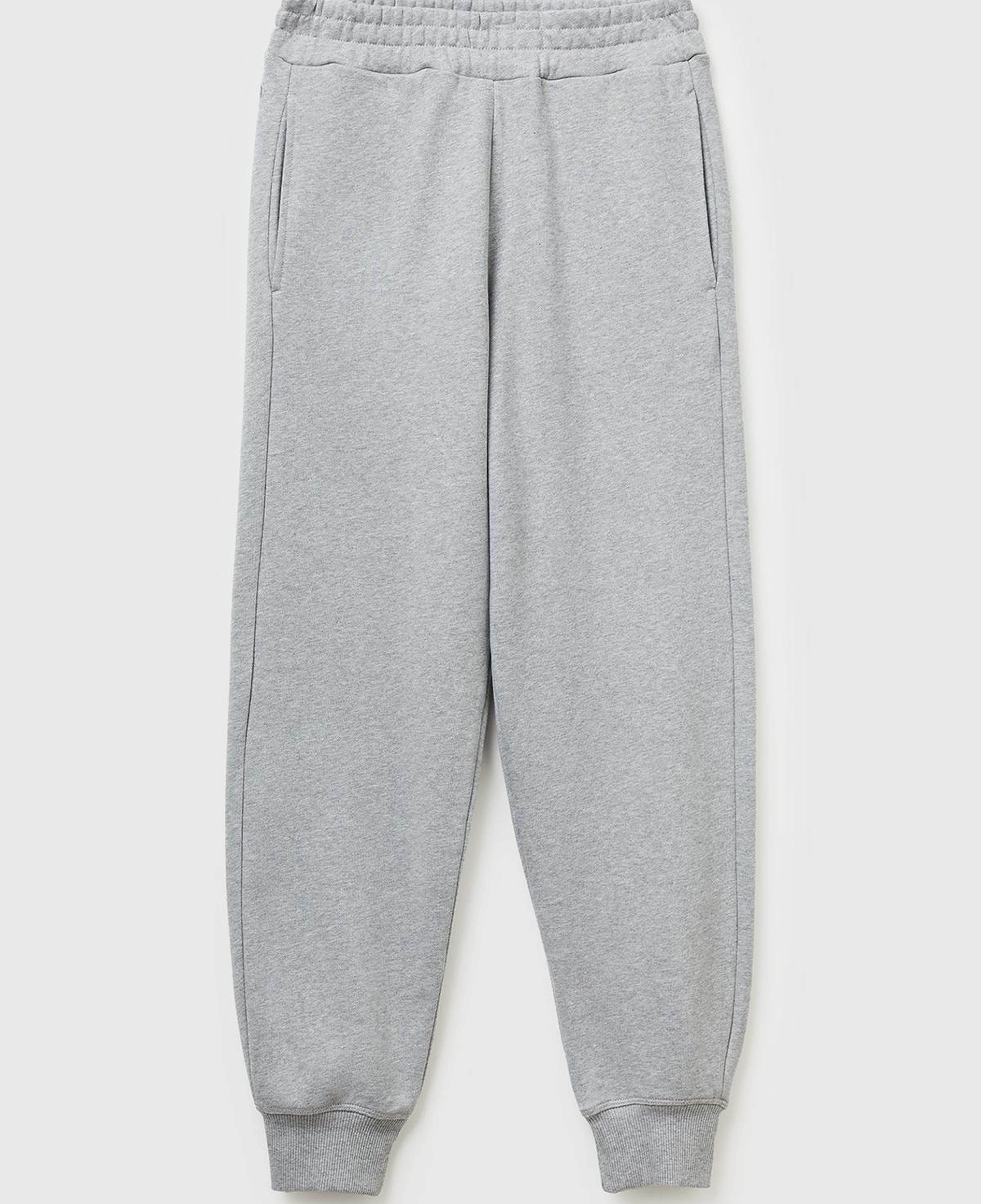 Kadın Gri Melanj %100 Pamuk Manşetli Beli Lastikli Regular Fit Eşofman Altı