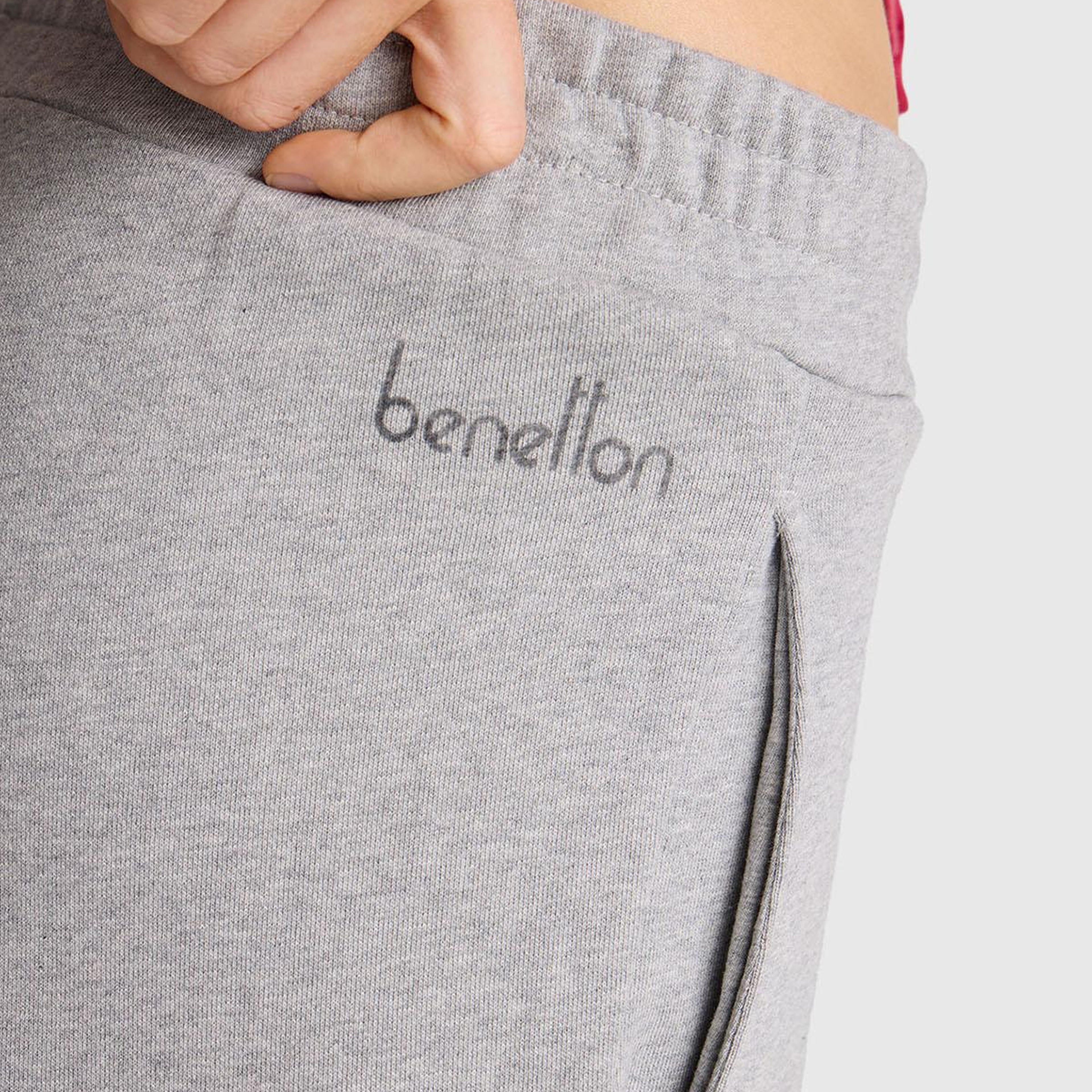 Kadın Gri Melanj %100 Pamuk Manşetli Beli Lastikli Regular Fit Eşofman Altı