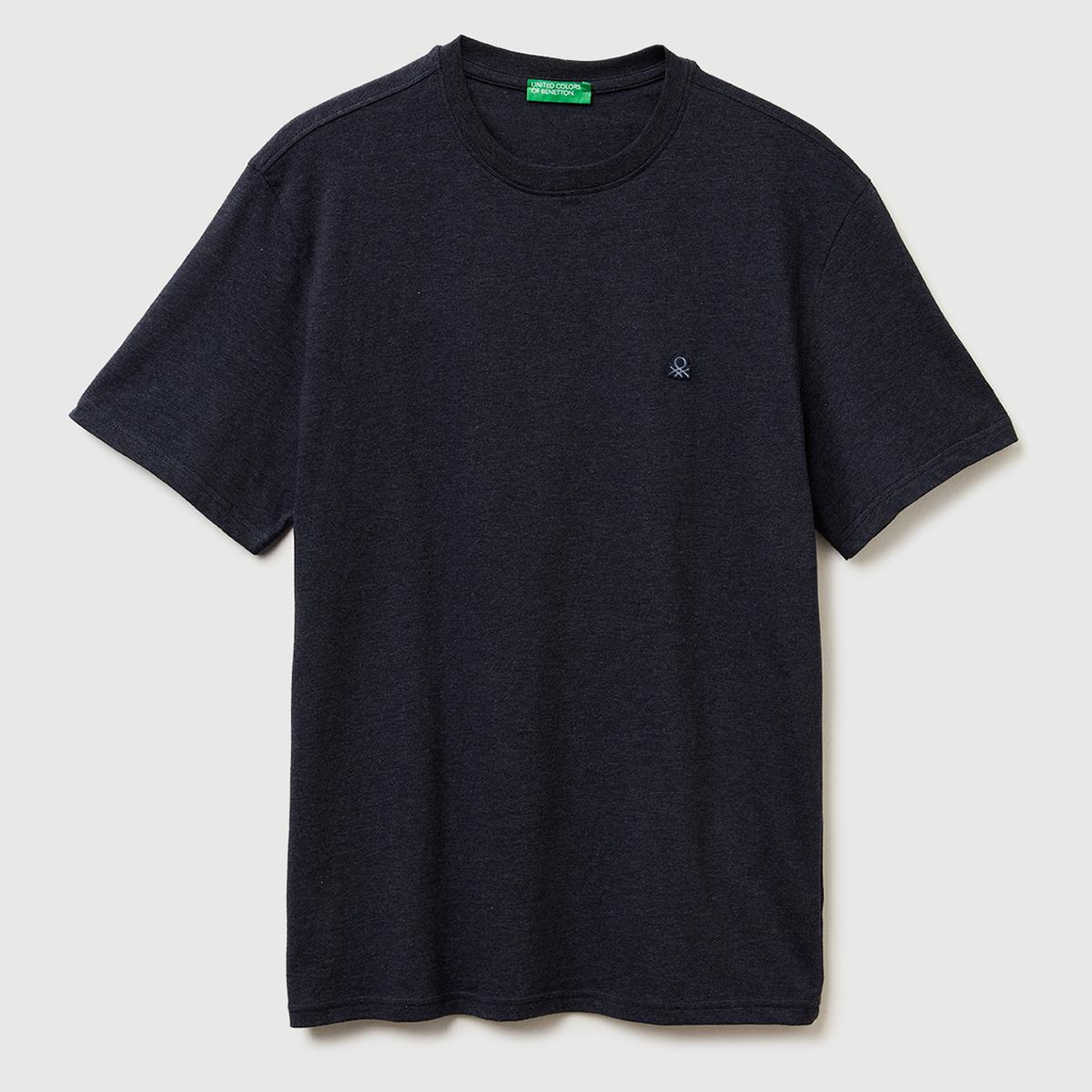 Erkek Lacivert Mix %100 Pamuk Logo İşlemeli Bisiklet Yaka T-Shirt