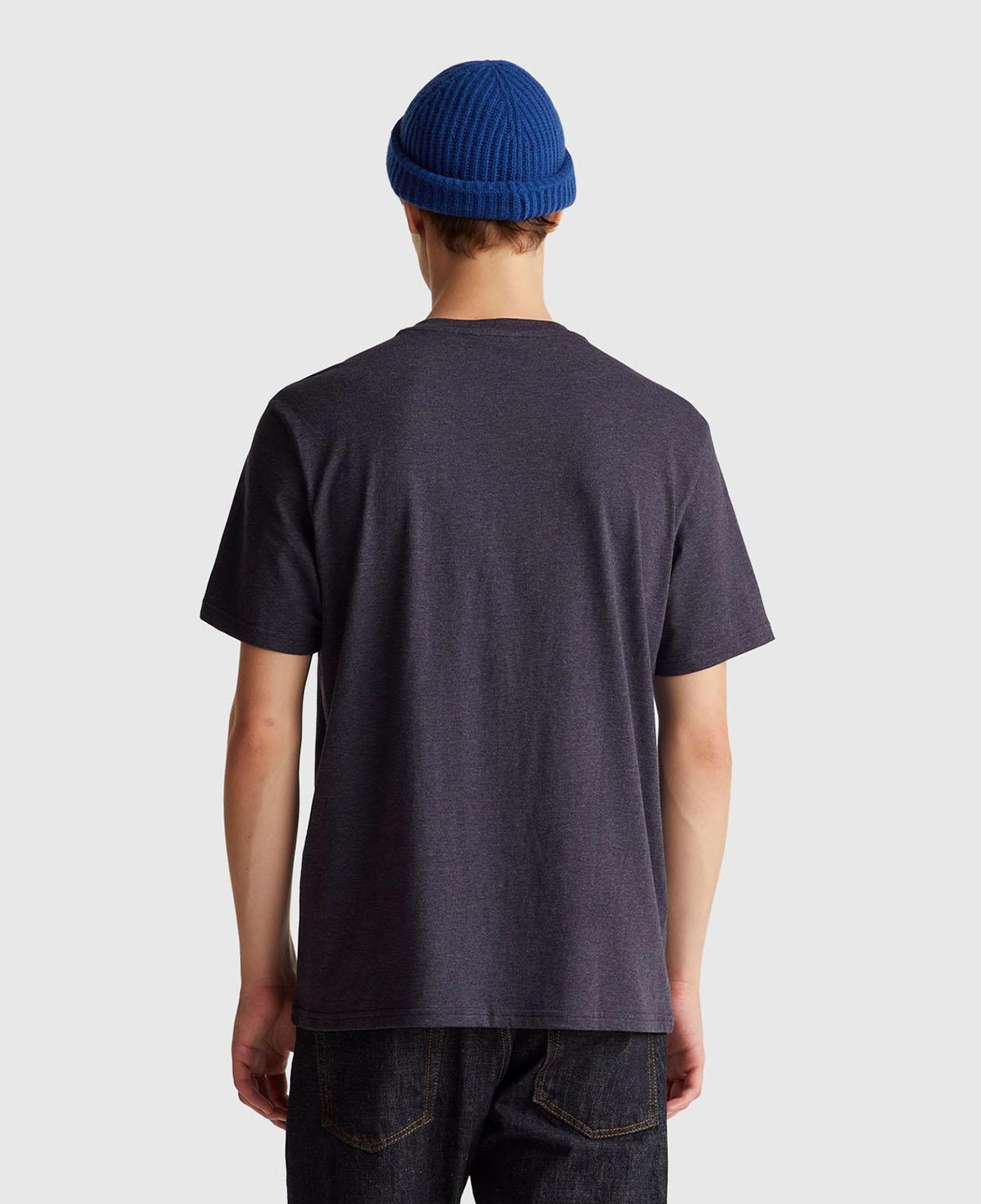 Erkek Lacivert Mix %100 Pamuk Logo İşlemeli Bisiklet Yaka T-Shirt