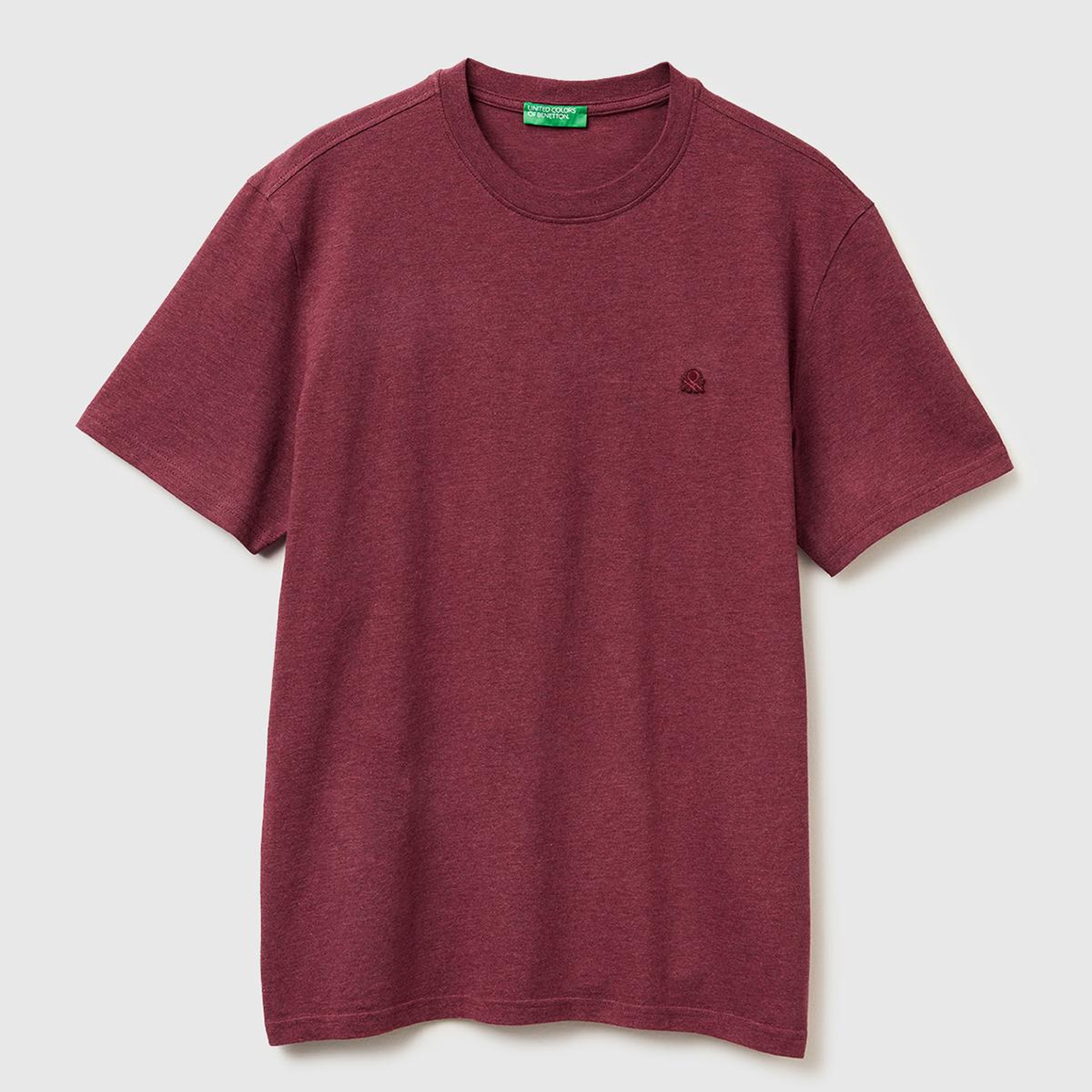 Erkek Bordo %100 Pamuk Logo İşlemeli Bisiklet Yaka T-Shirt