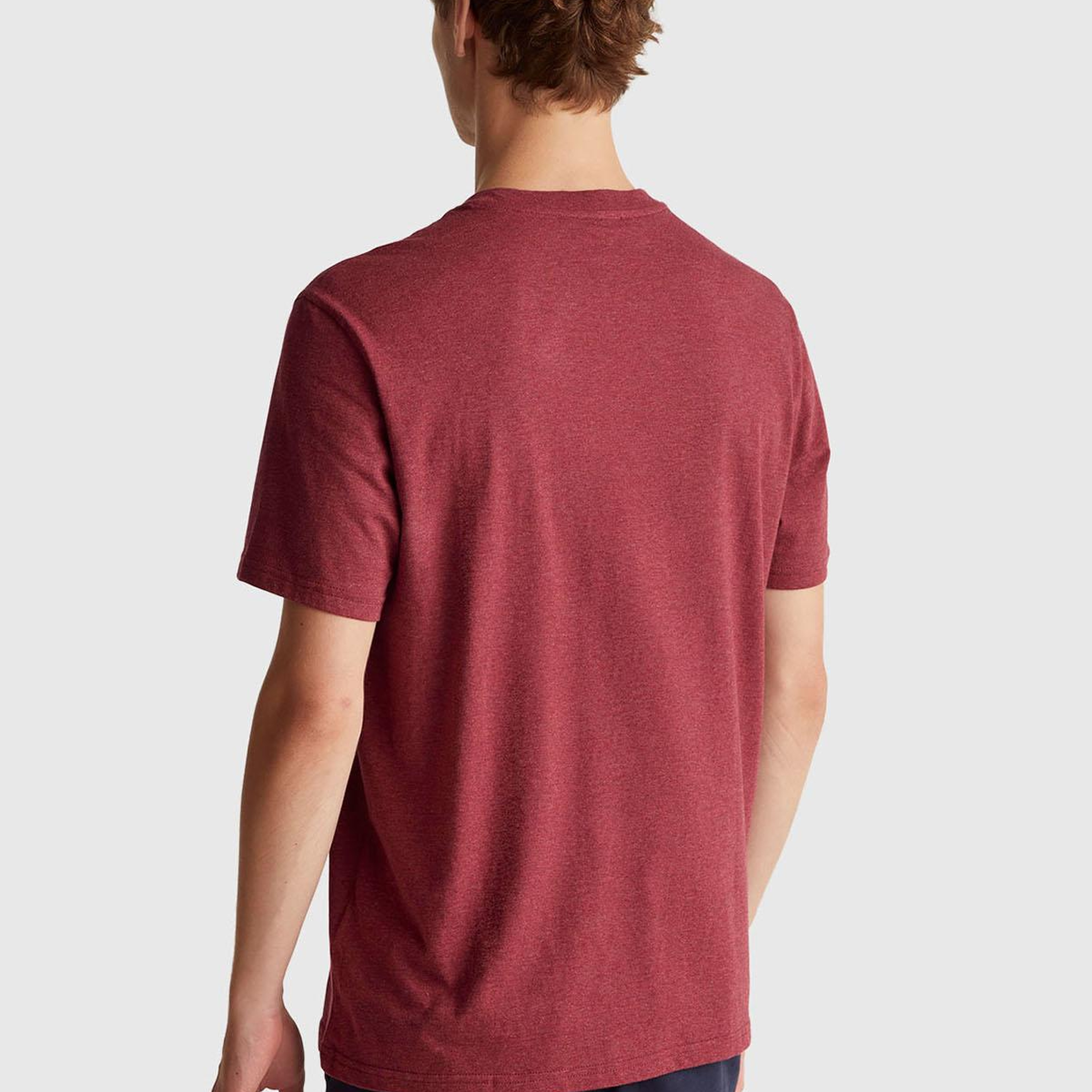 Erkek Bordo %100 Pamuk Logo İşlemeli Bisiklet Yaka T-Shirt