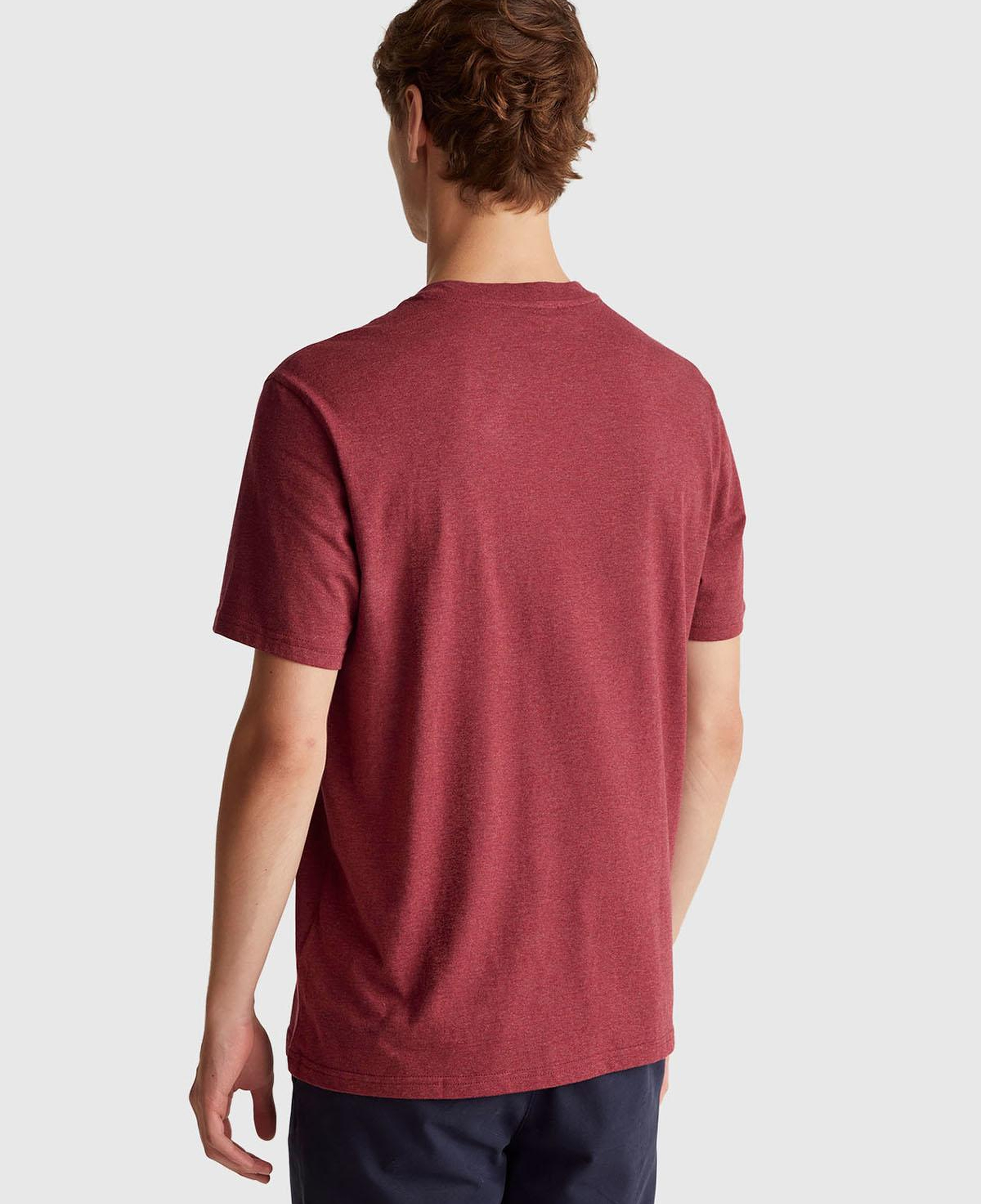 Erkek Bordo %100 Pamuk Logo İşlemeli Bisiklet Yaka T-Shirt