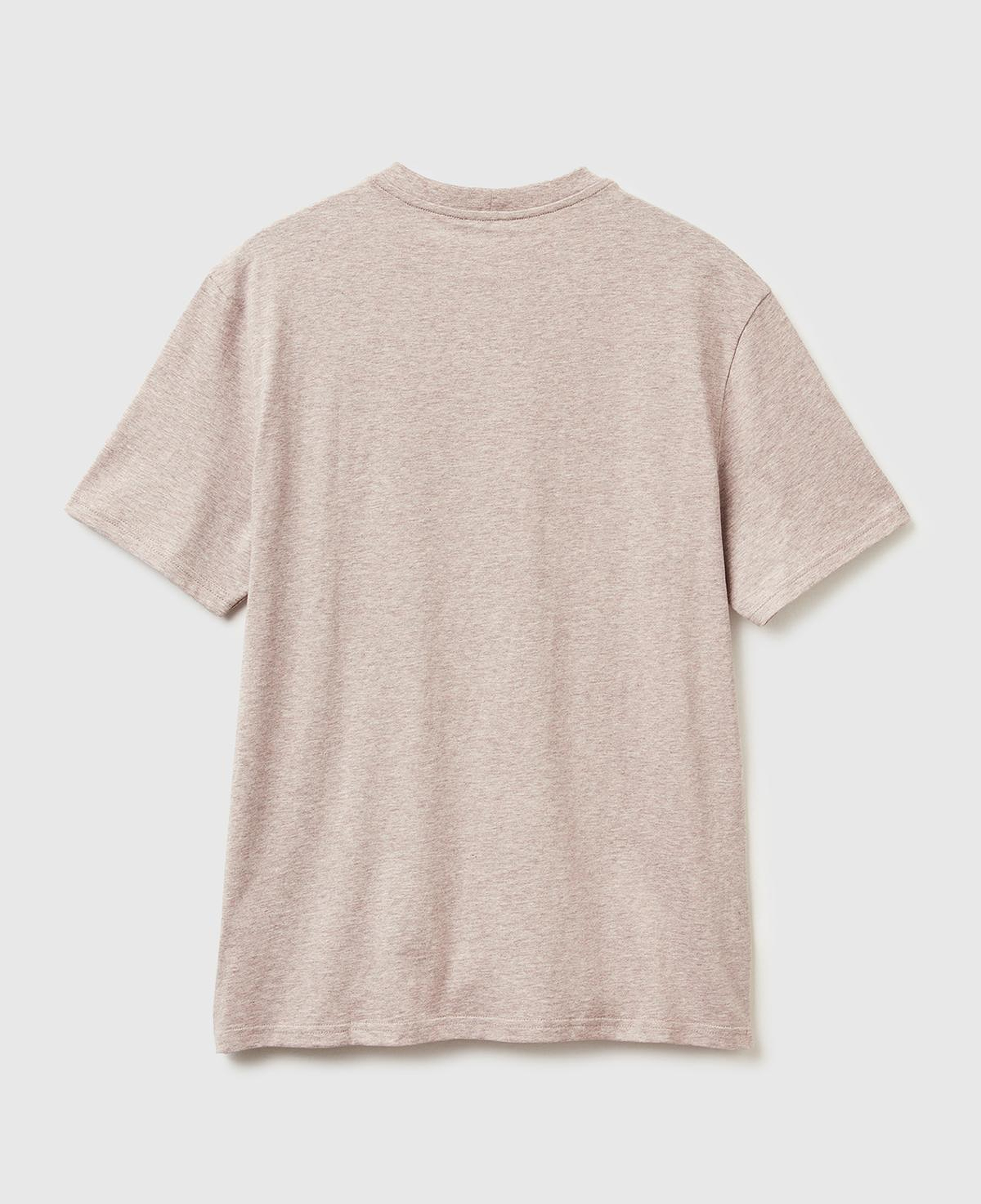 Erkek Gri %100 Pamuk Logo İşlemeli Bisiklet Yaka T-Shirt