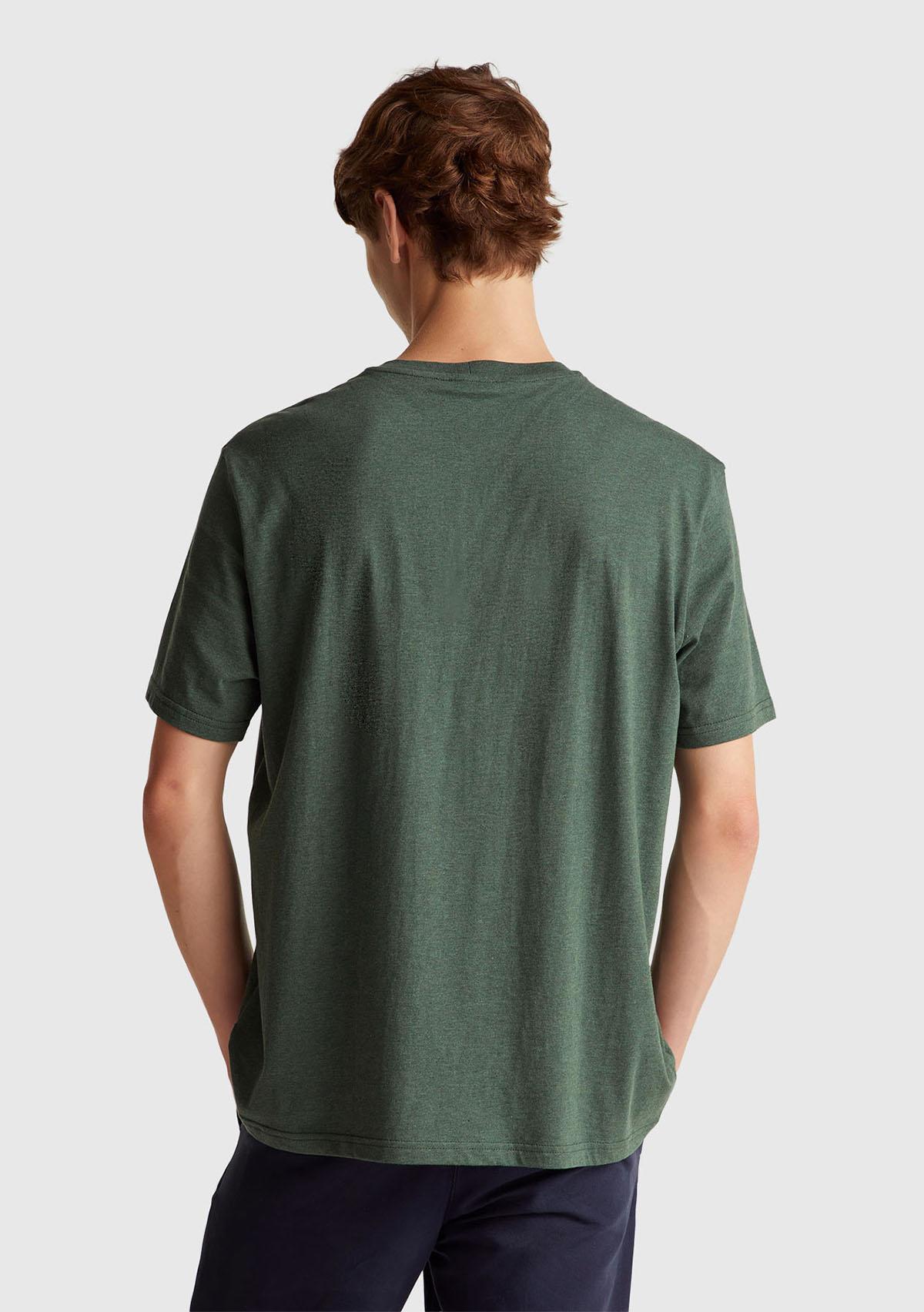 Erkek Yeşil %100 Pamuk Logo İşlemeli Bisiklet Yaka T-Shirt