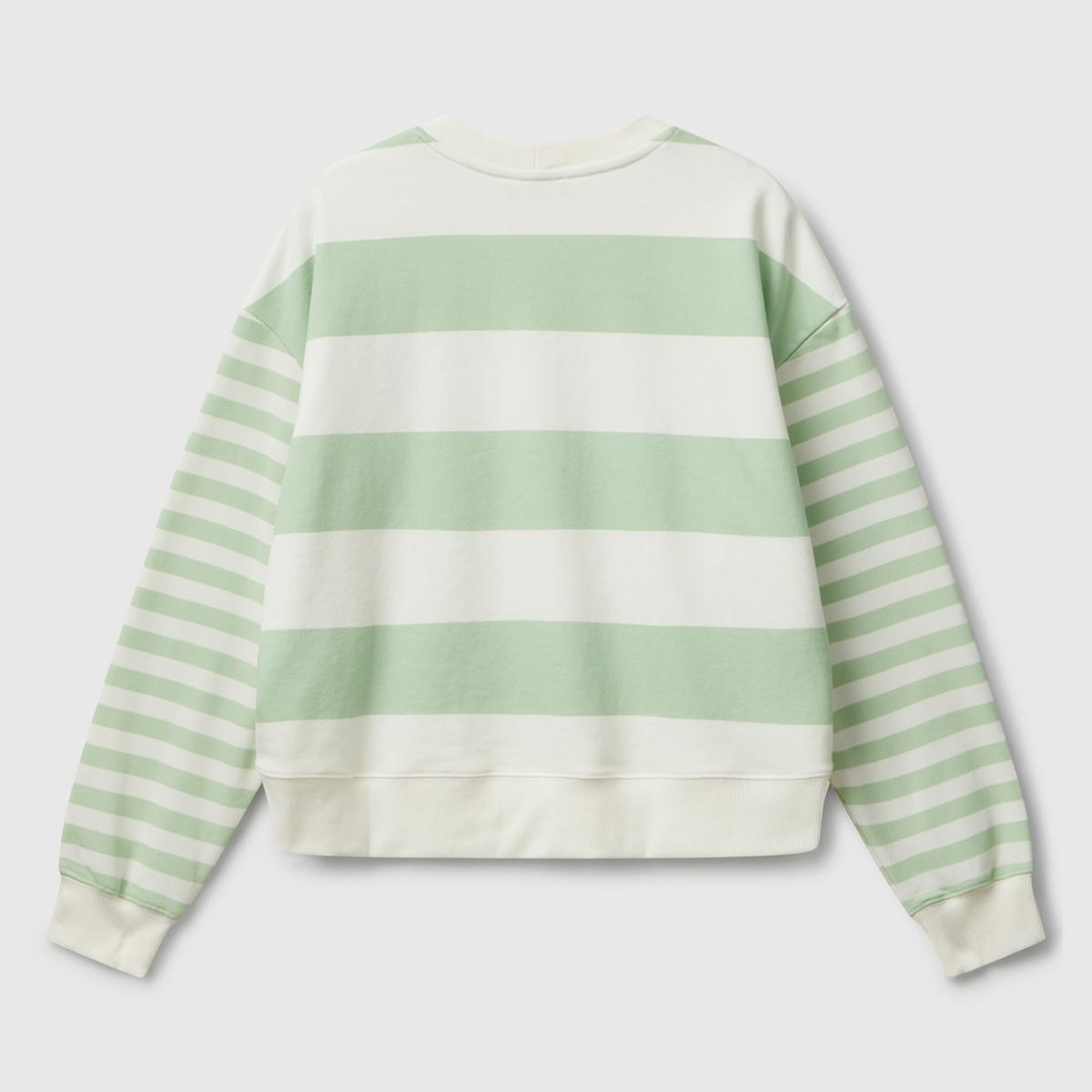 Kadın Açık Yeşil  Pamuk Karışımlı Göğsü Logo Baskılı Renk Bloklu Sweatshirt