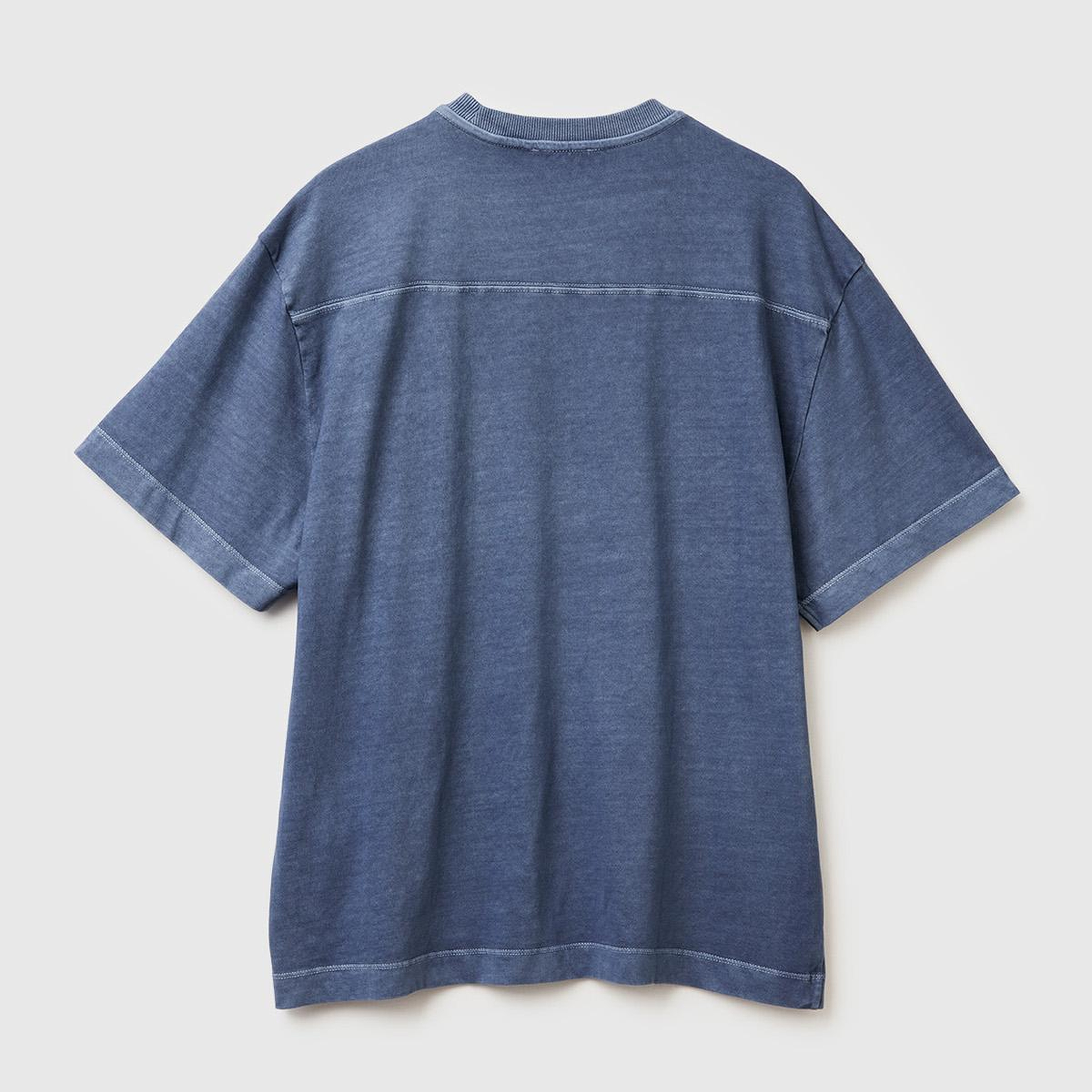 Erkek Gri %100 Pamuk Cep Detaylı Oversize Bisiklet Yaka T-Shirt