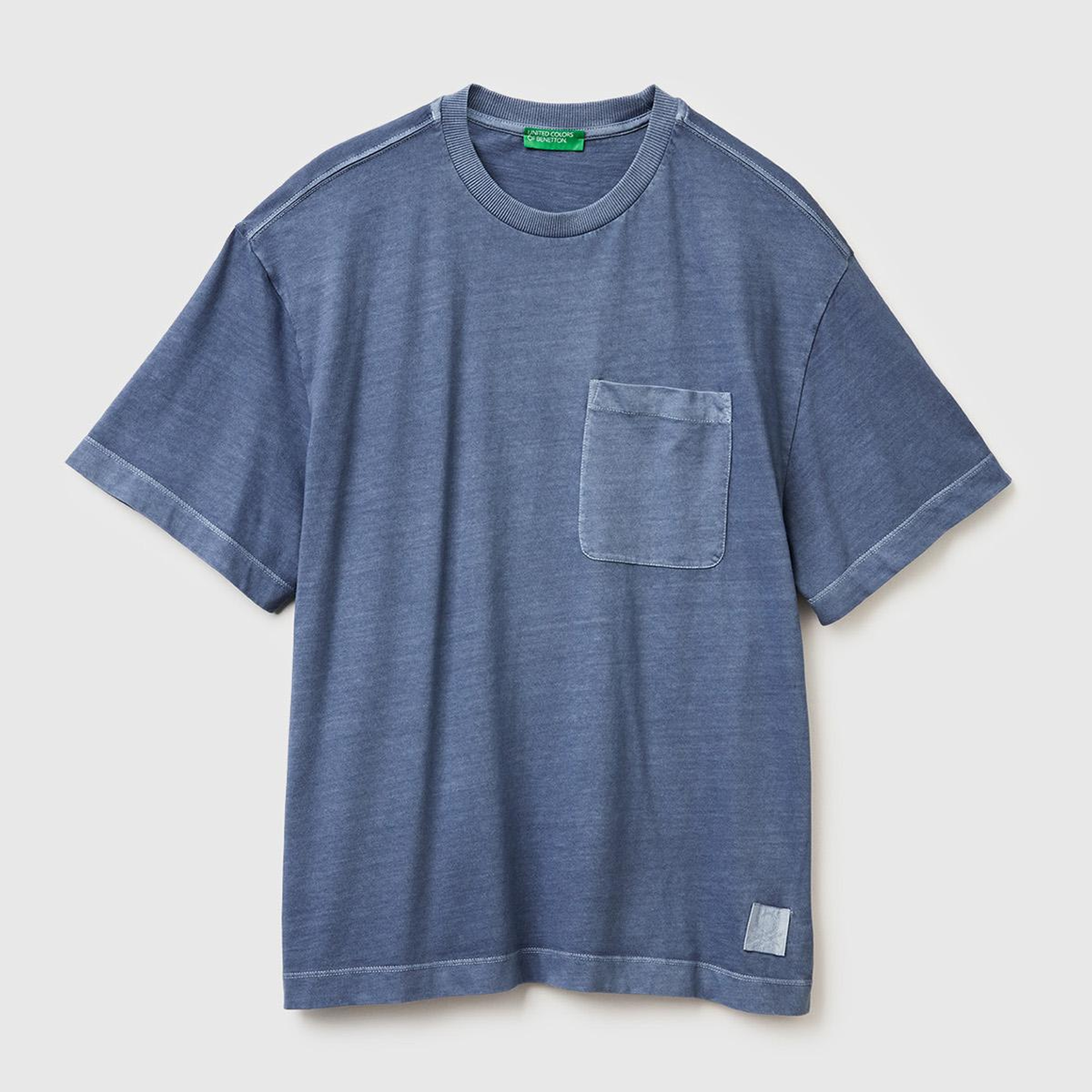 Erkek Gri %100 Pamuk Cep Detaylı Oversize Bisiklet Yaka T-Shirt