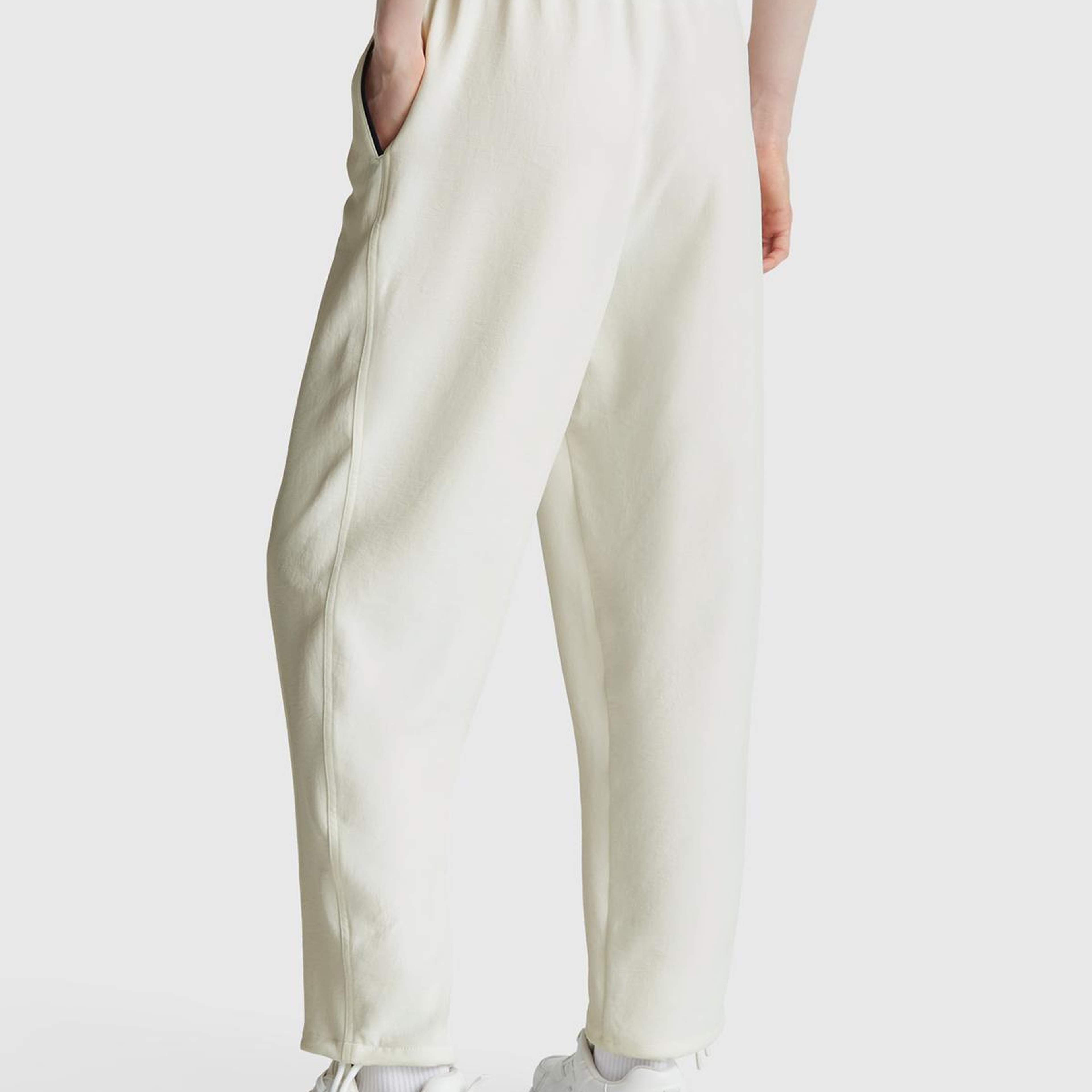 Kadın Krem Beli Bağcıklı Cepli Pantolon