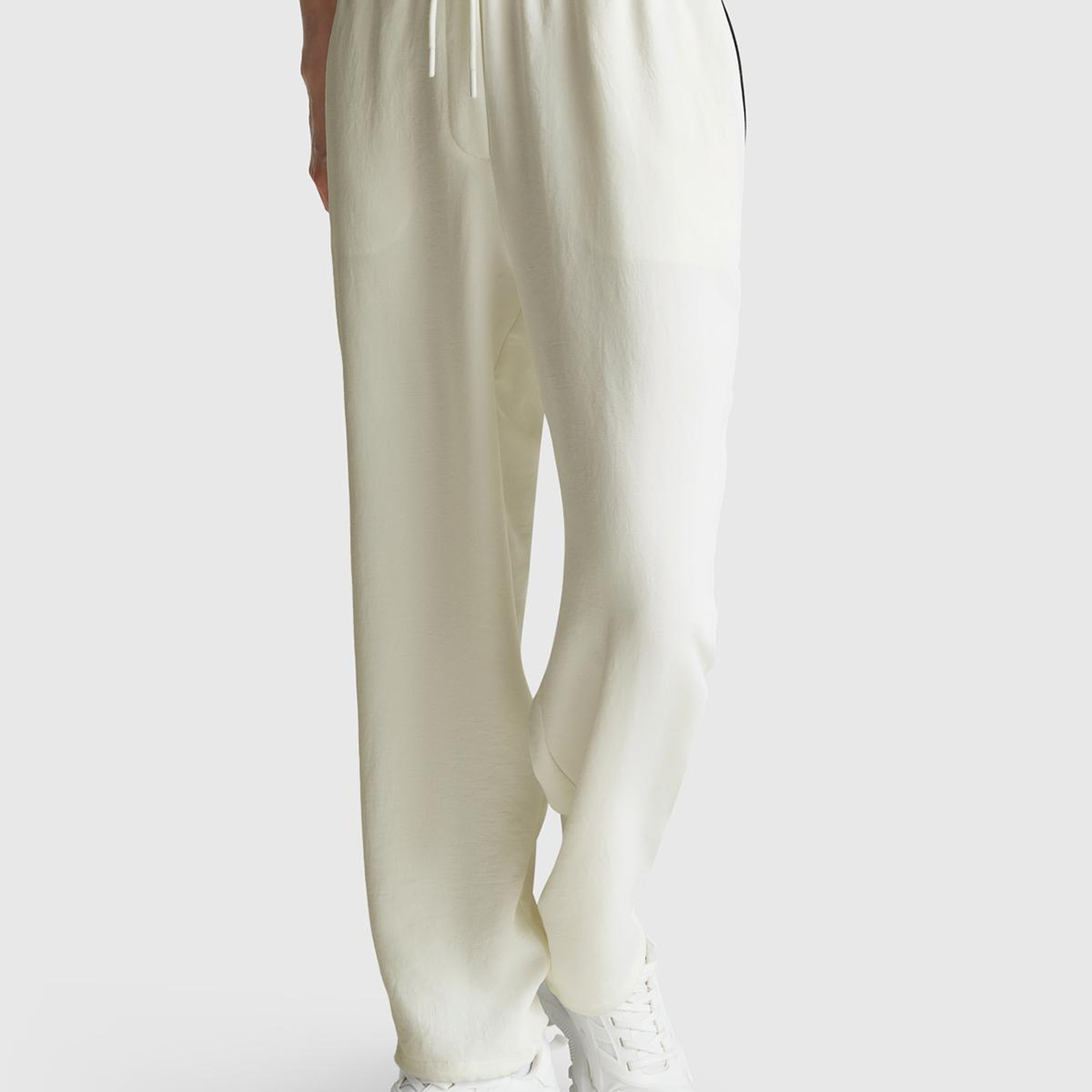 Kadın Krem Beli Bağcıklı Cepli Pantolon