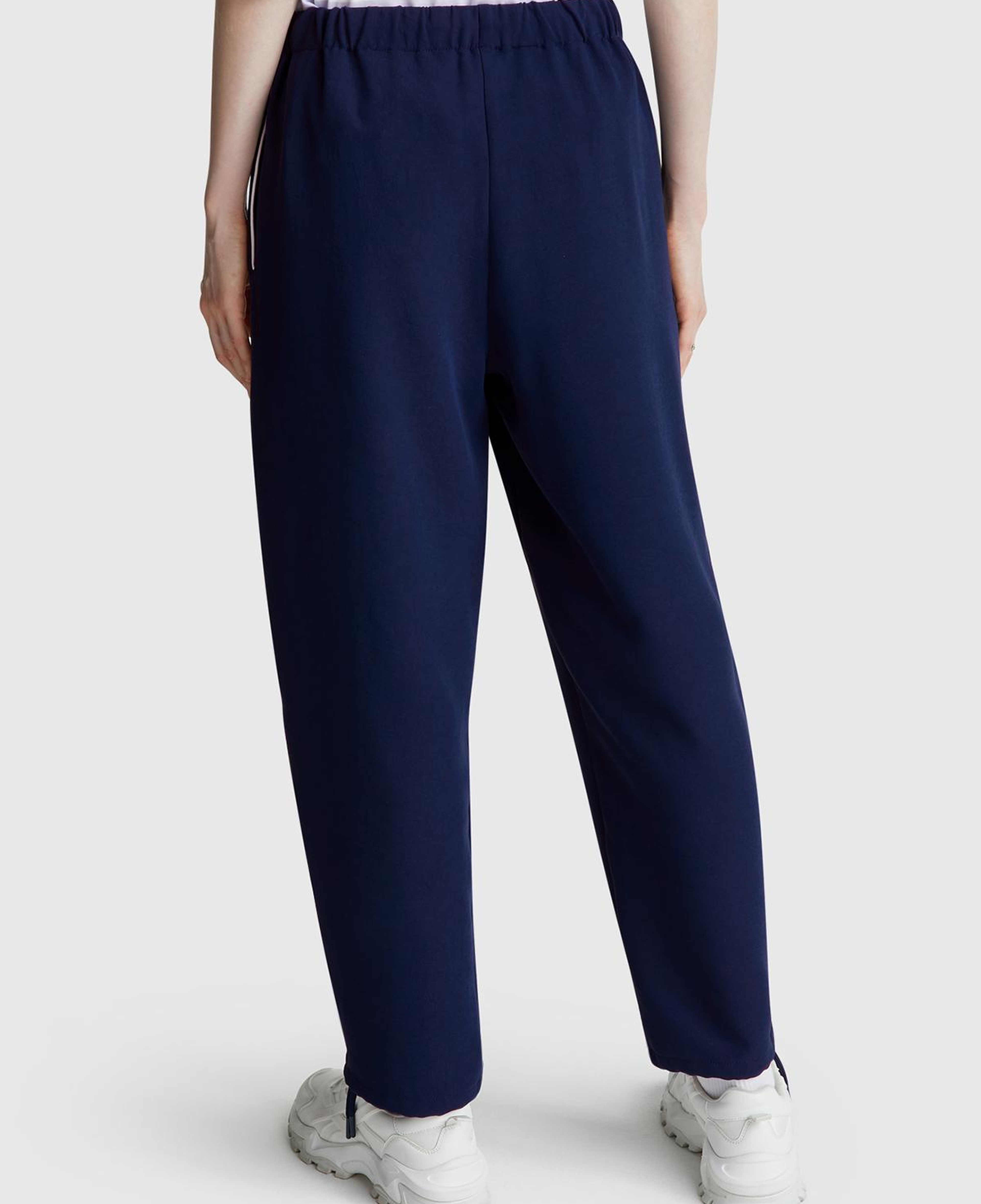 Kadın Lacivert Beli Bağcıklı Cepli Pantolon