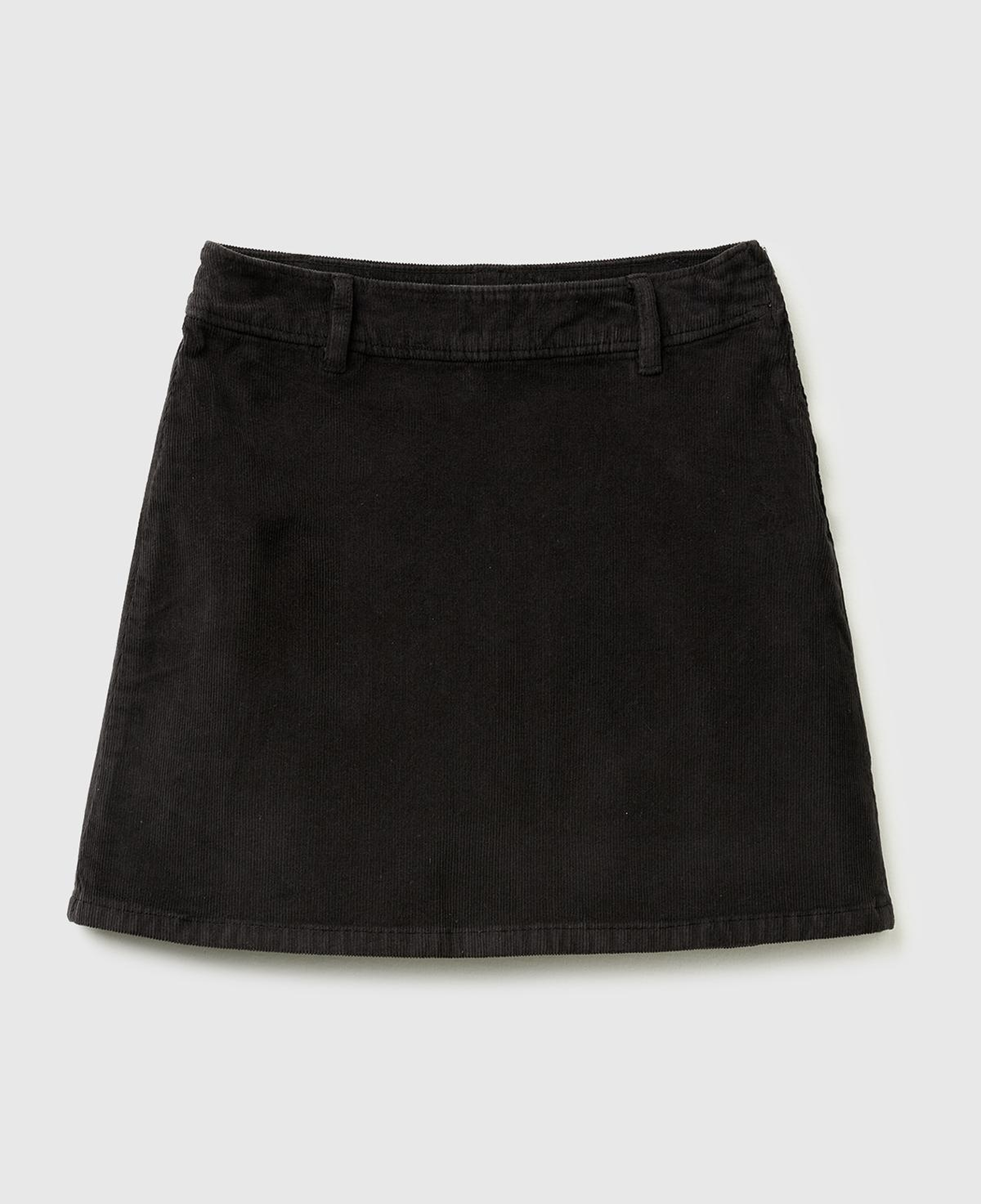 Kadın Siyah Pamuk Karışımlı Yandan Fermuarlı Kadife Mini Etek