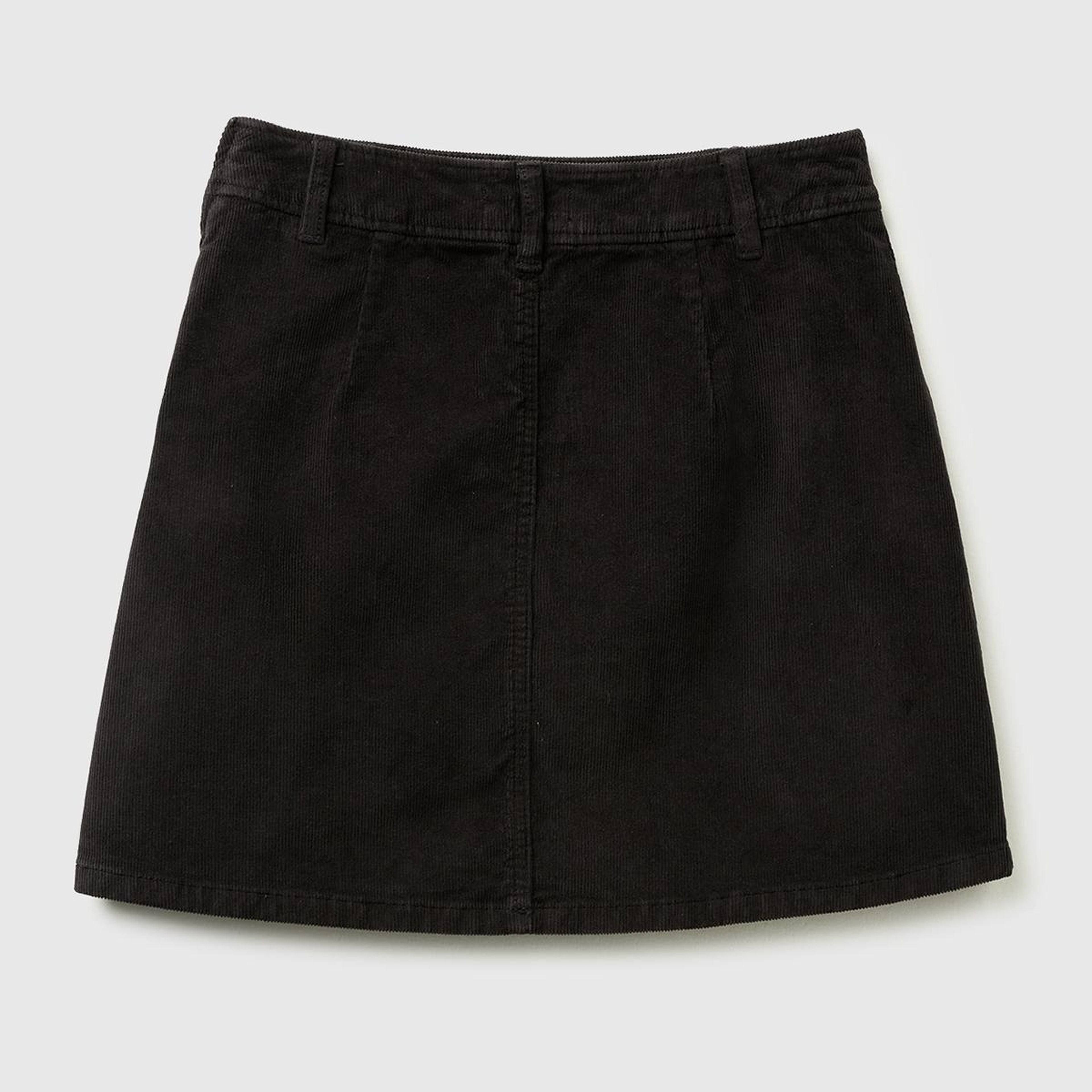 Kadın Siyah Pamuk Karışımlı Yandan Fermuarlı Kadife Mini Etek