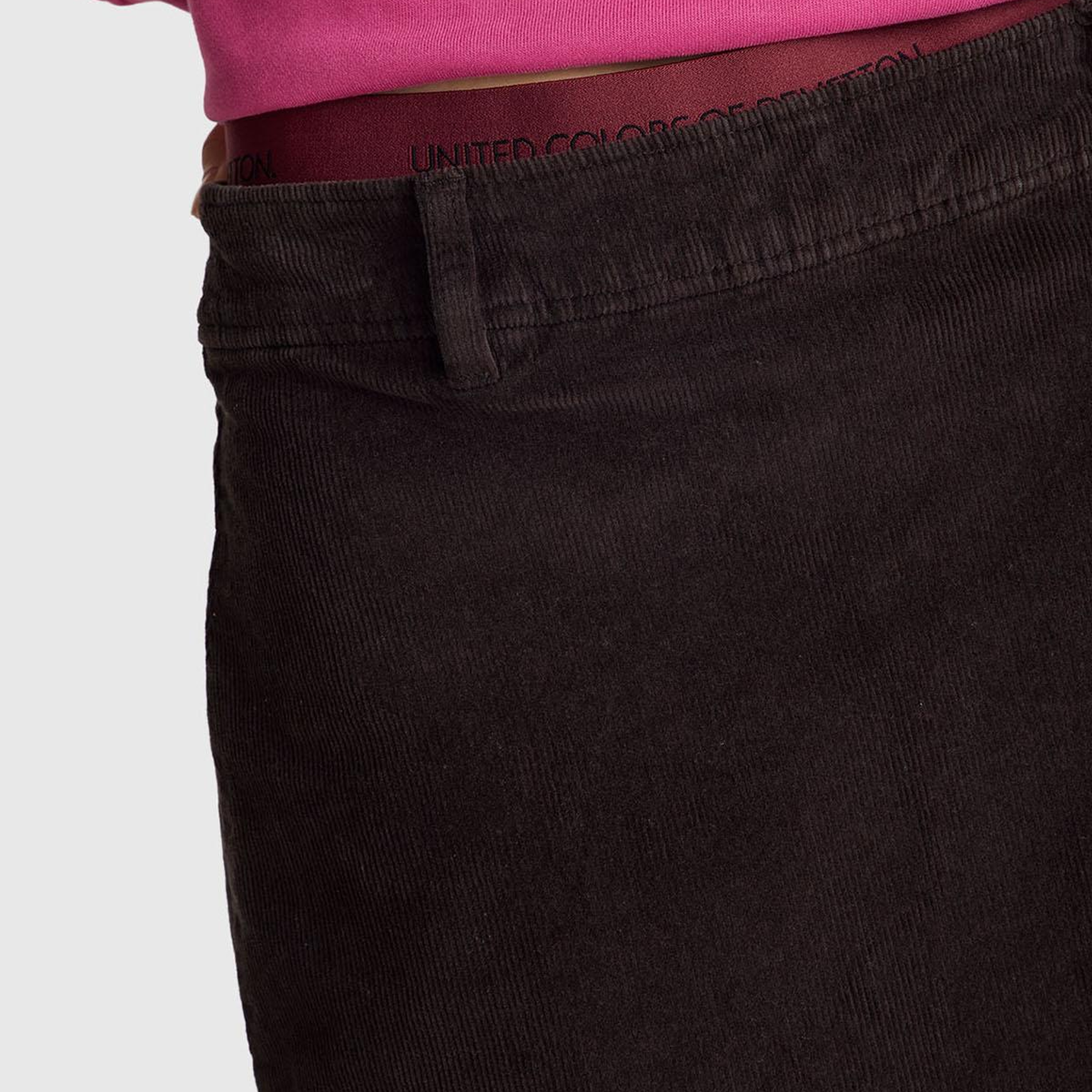 Kadın Siyah Pamuk Karışımlı Yandan Fermuarlı Kadife Mini Etek