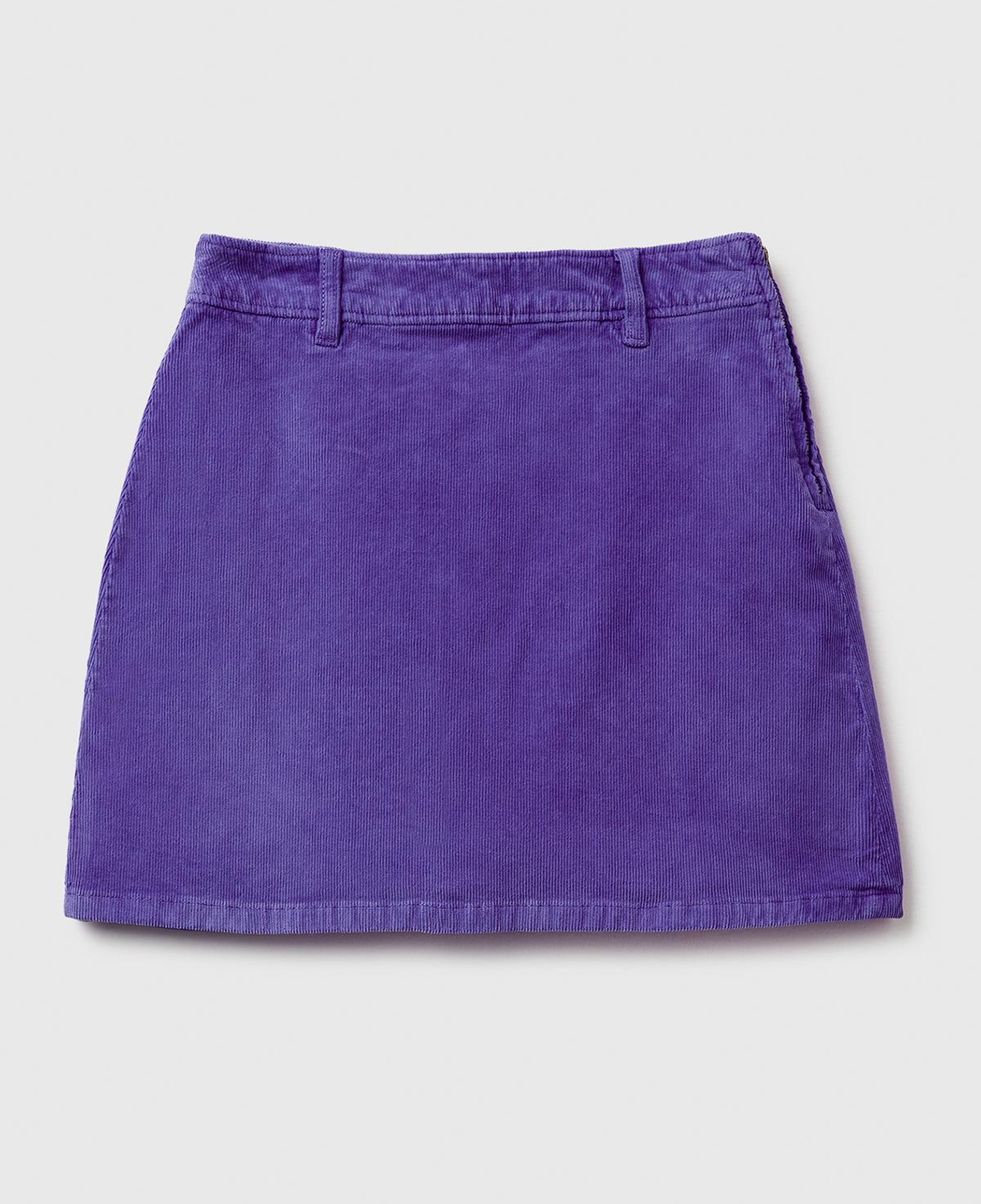Kadın Mor Pamuk Karışımlı Yandan Fermuarlı Kadife Mini Etek