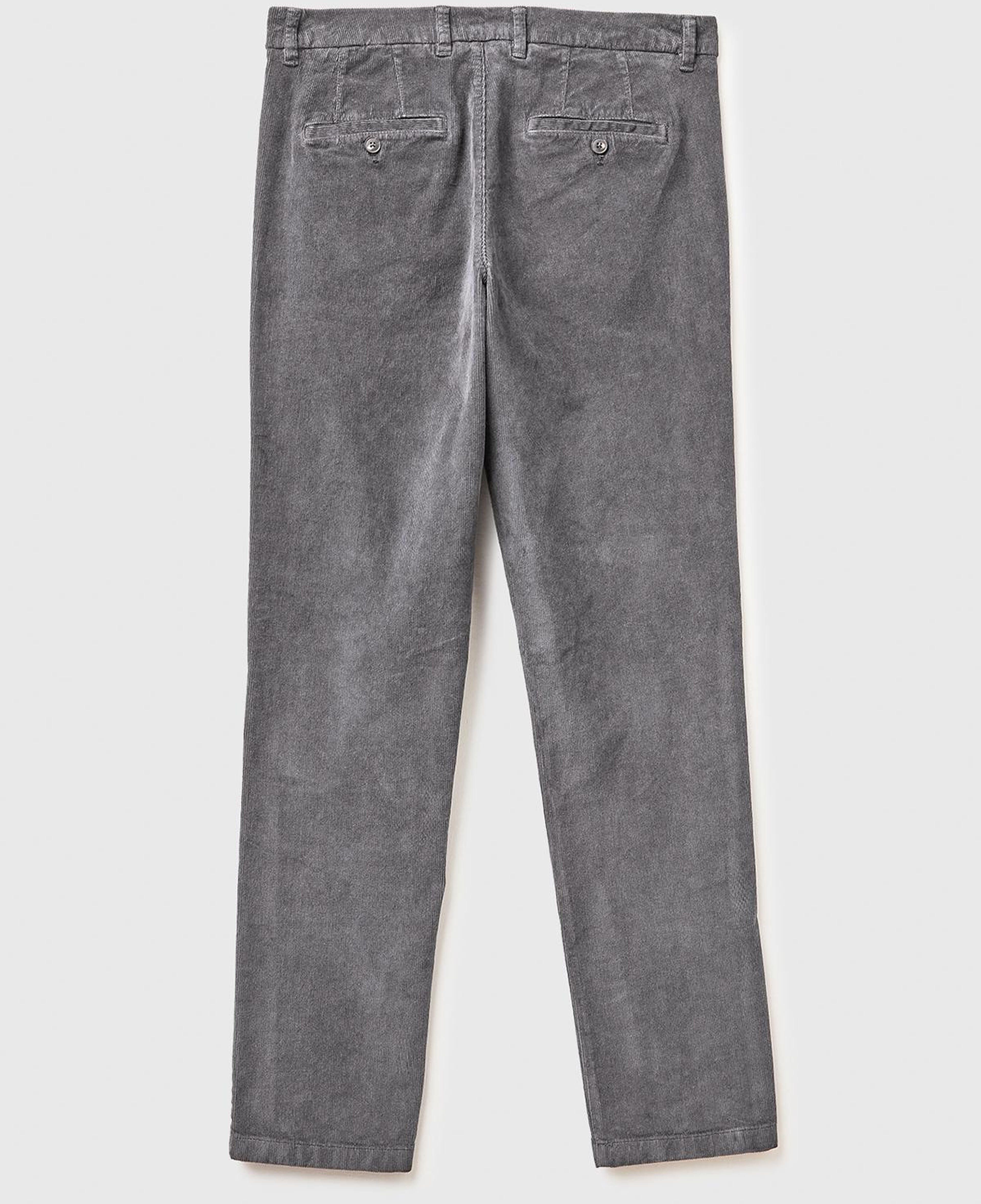 Erkek Gri Pamuk Karışımlı Arkası Biyeli Cepli Dar Kesim Kadife Pantolon
