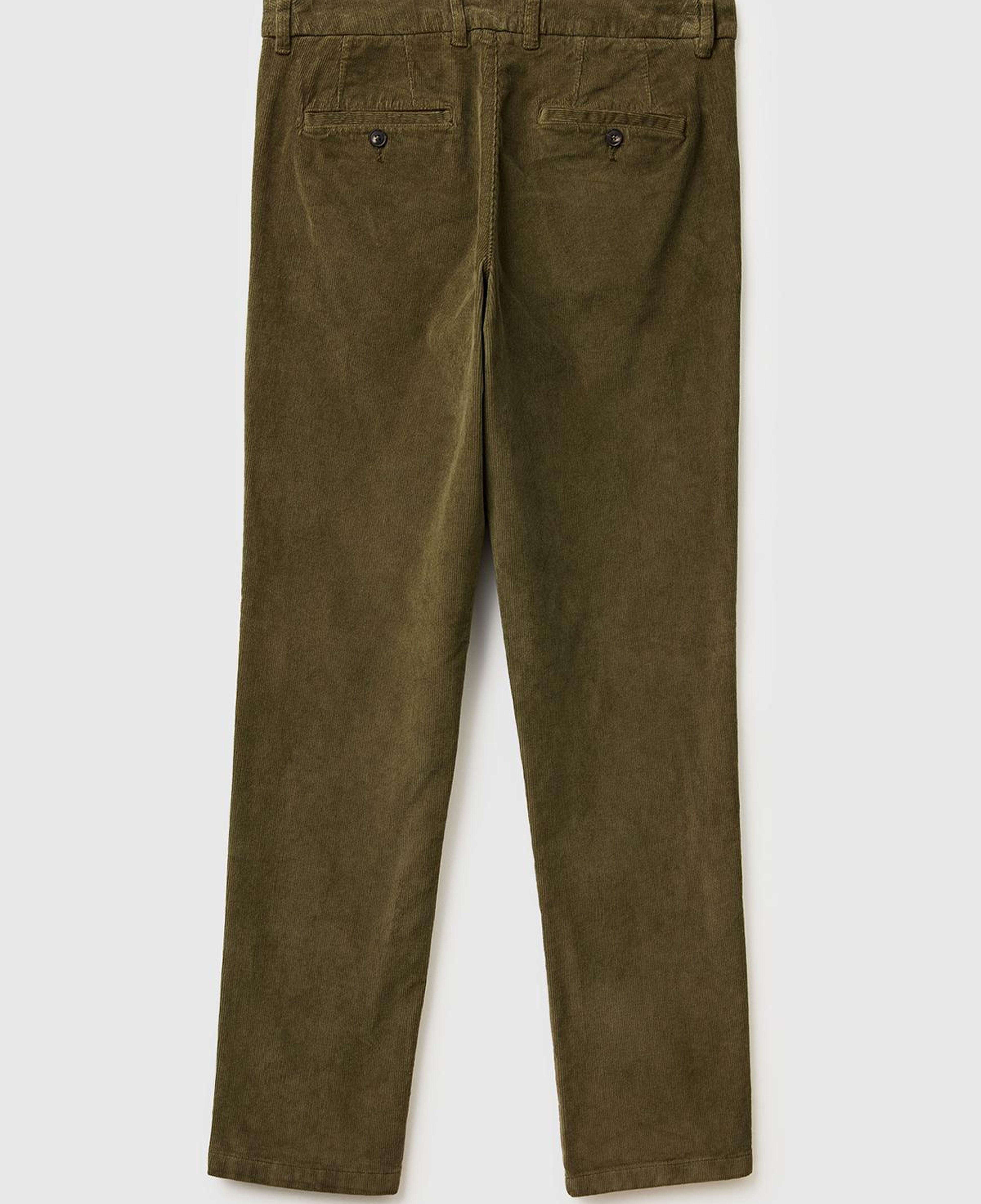Erkek Haki Pamuk Karışımlı Arkası Biyeli Cepli Dar Kesim Kadife Pantolon