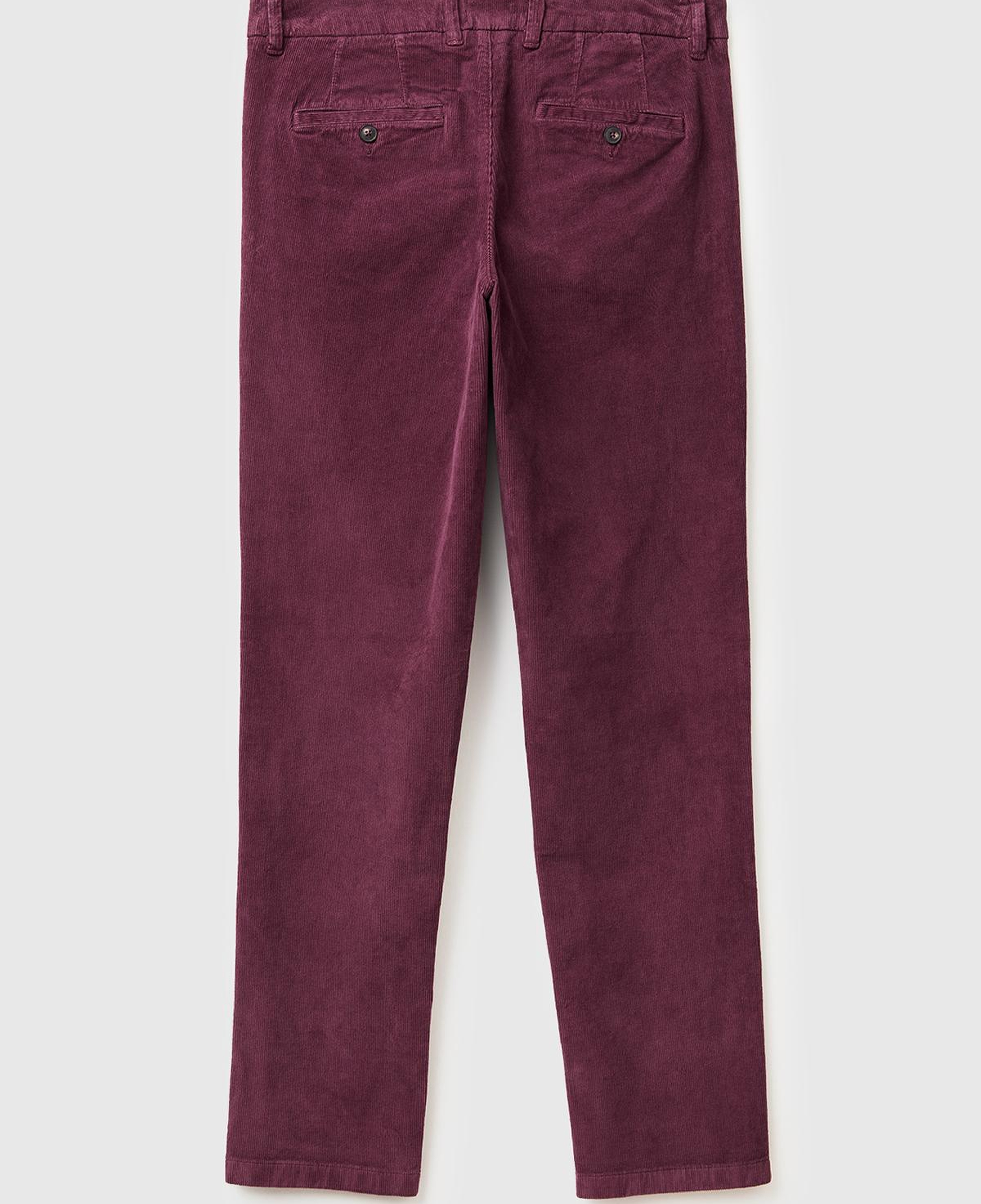 Erkek Bordo Pamuk Karışımlı Arkası Biyeli Cepli Dar Kesim Kadife Pantolon