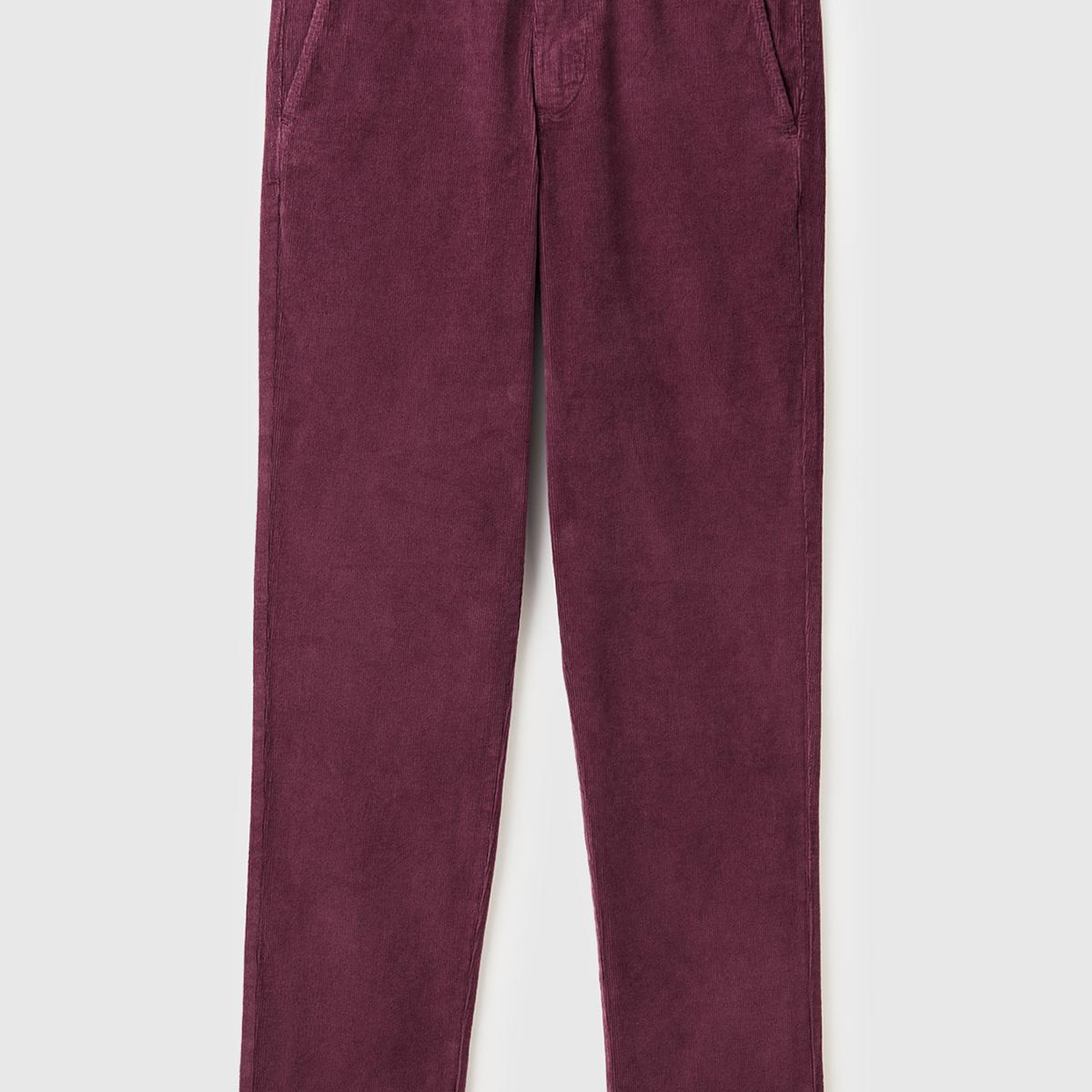 Erkek Bordo Pamuk Karışımlı Arkası Biyeli Cepli Dar Kesim Kadife Pantolon