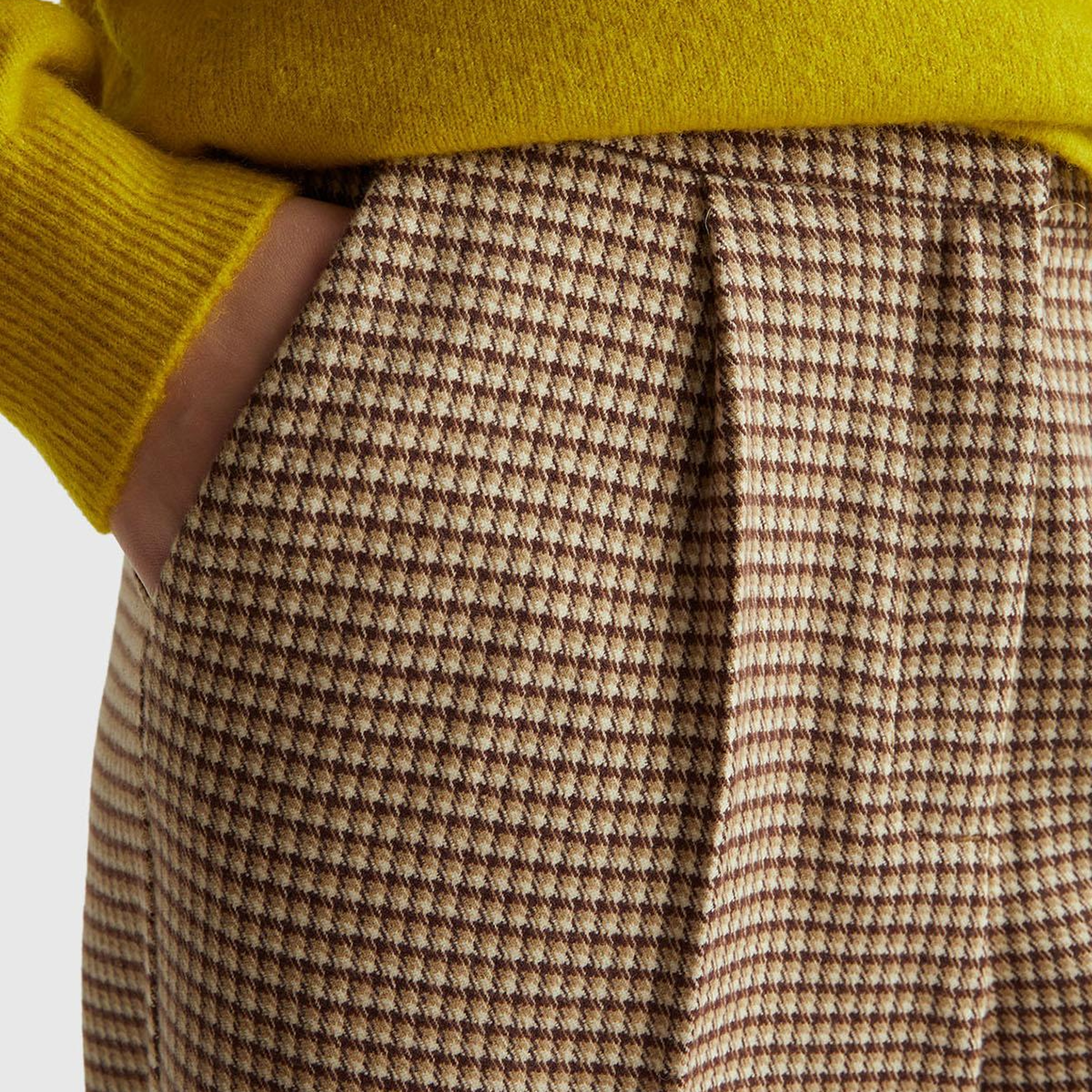 Kadın Haki Viskoz Karışımlı Fermuarlı Arka Bel Bandı Lastikli Pantolon