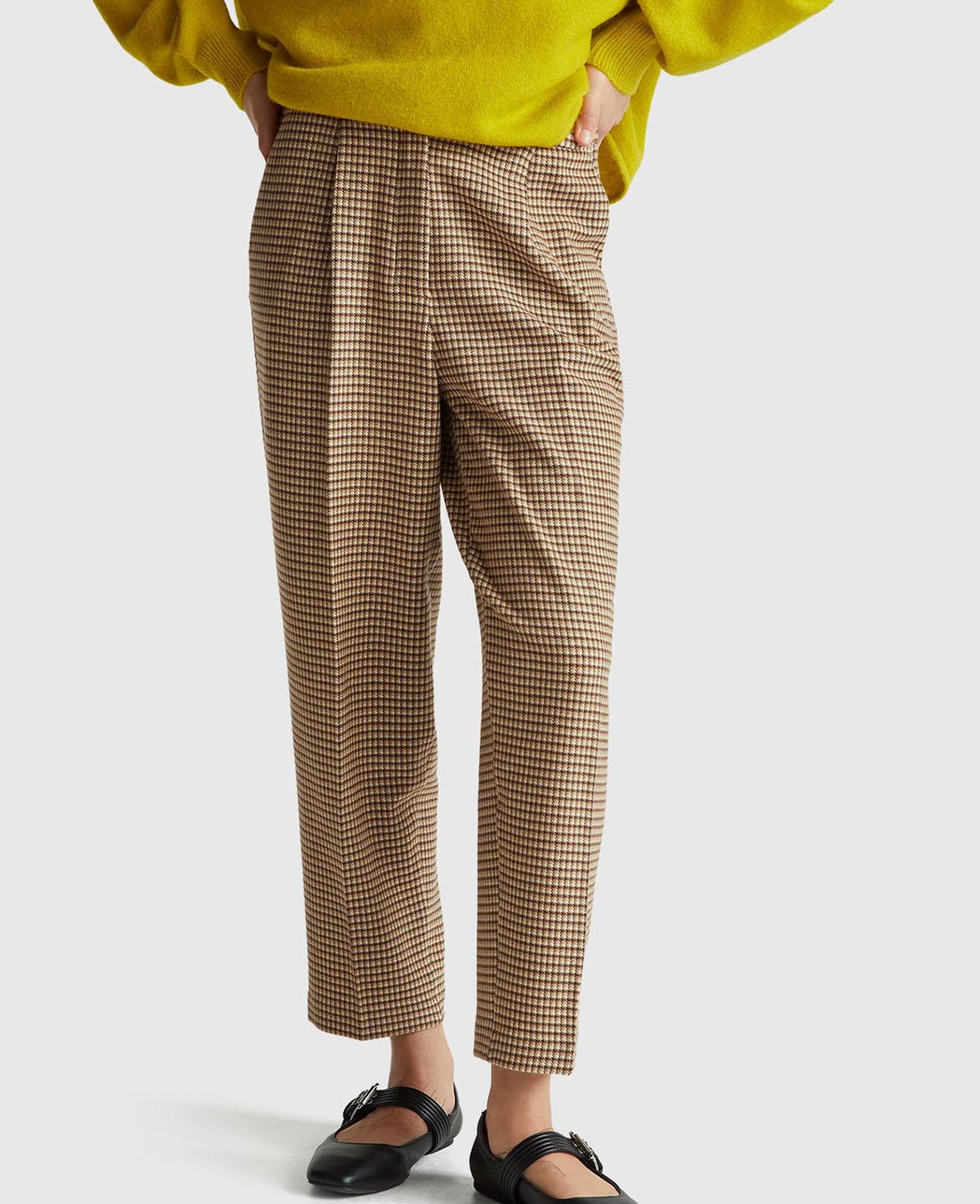 Kadın Haki Viskoz Karışımlı Fermuarlı Arka Bel Bandı Lastikli Pantolon