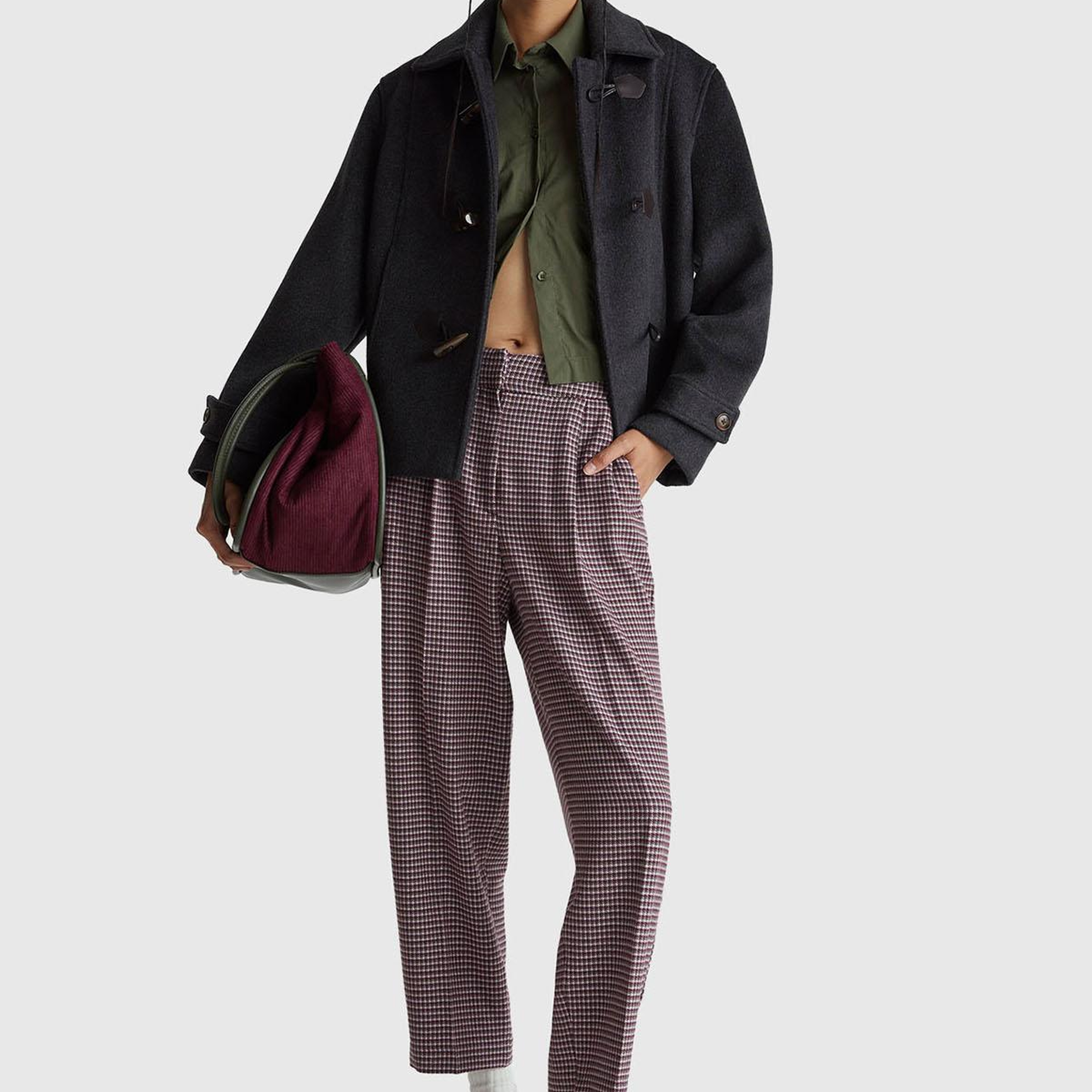 Kadın Açık Mor Viskoz Karışımlı Fermuarlı Arka Bel Bandı Lastikli Pantolon