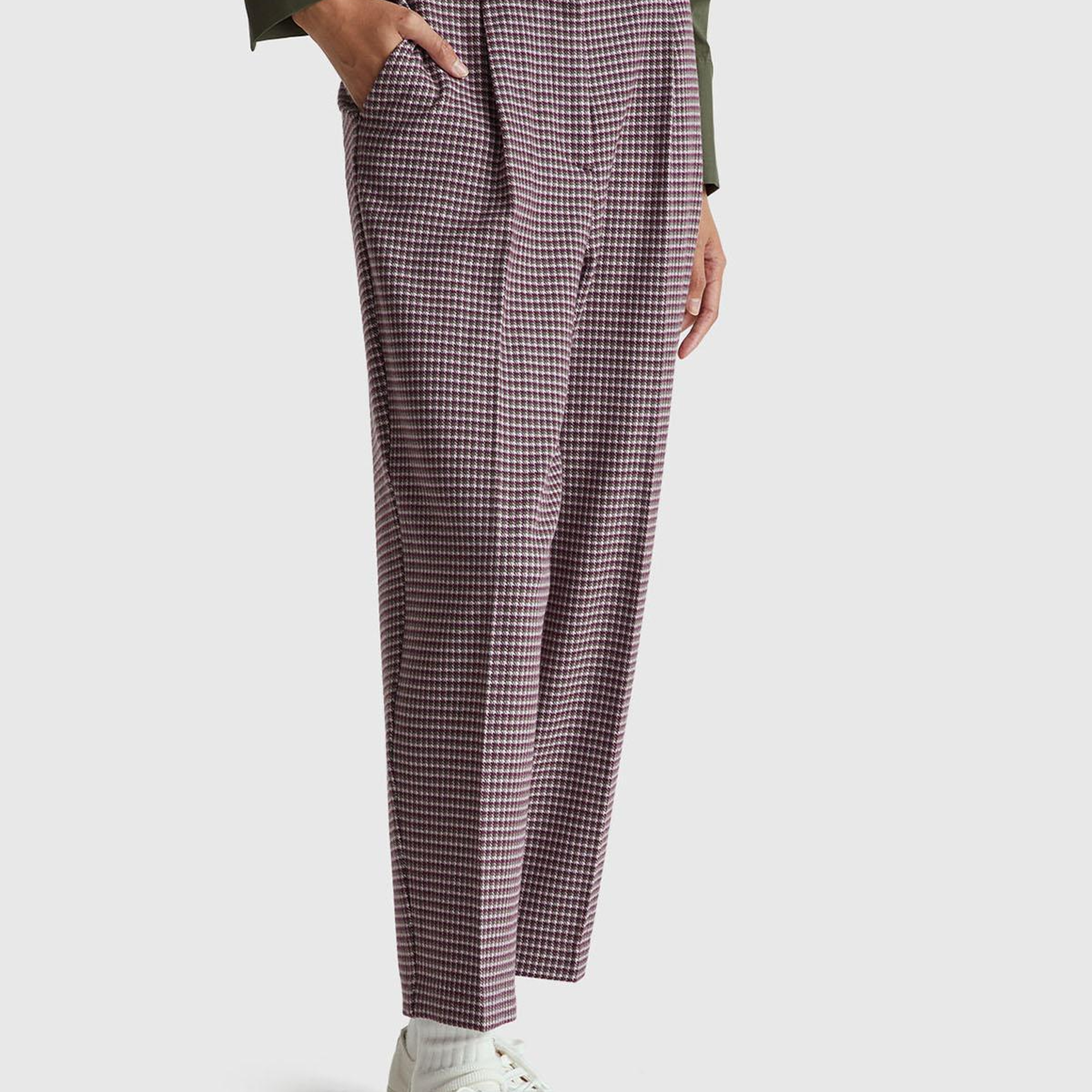 Kadın Açık Mor Viskoz Karışımlı Fermuarlı Arka Bel Bandı Lastikli Pantolon