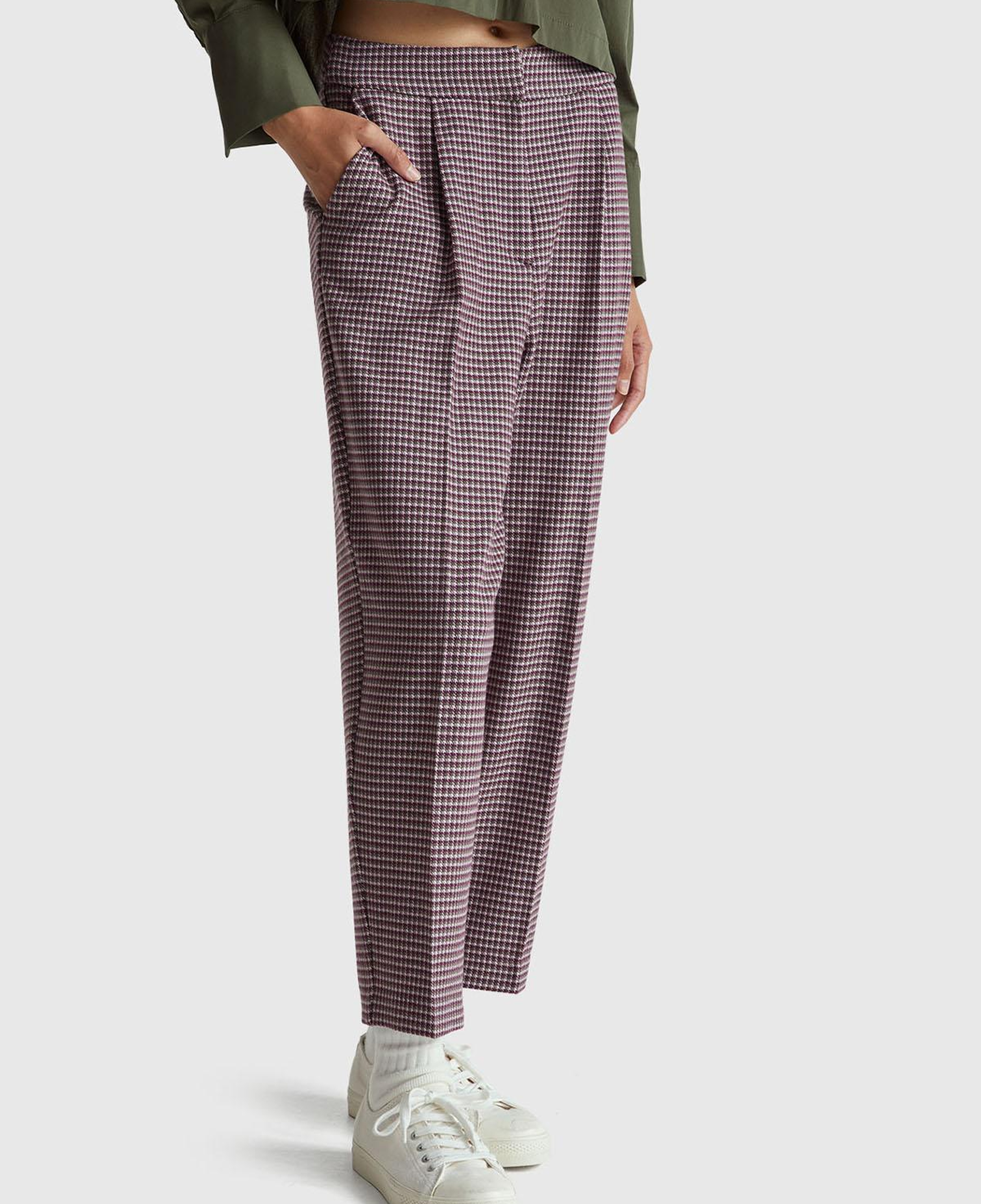 Kadın Açık Mor Viskoz Karışımlı Fermuarlı Arka Bel Bandı Lastikli Pantolon