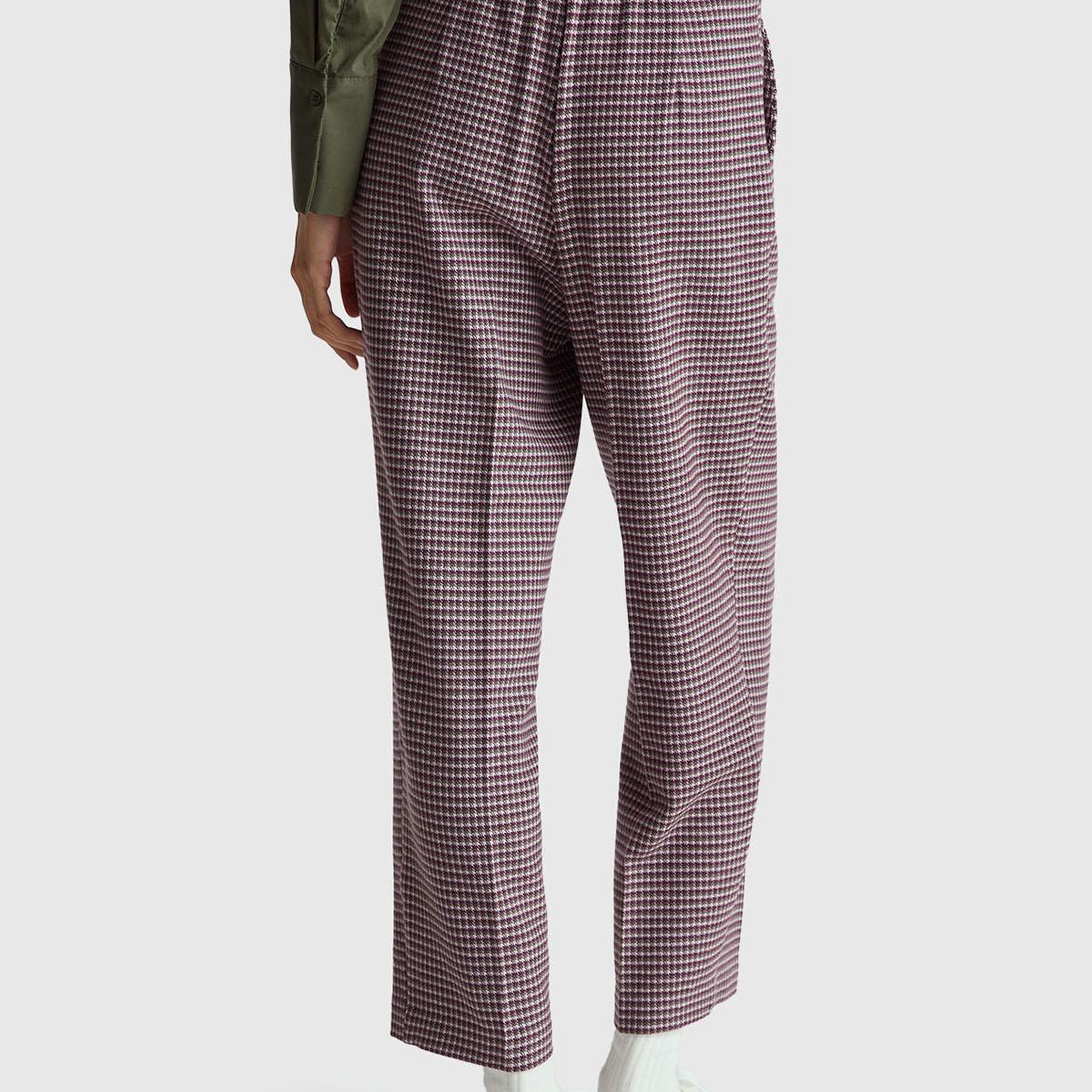 Kadın Açık Mor Viskoz Karışımlı Fermuarlı Arka Bel Bandı Lastikli Pantolon