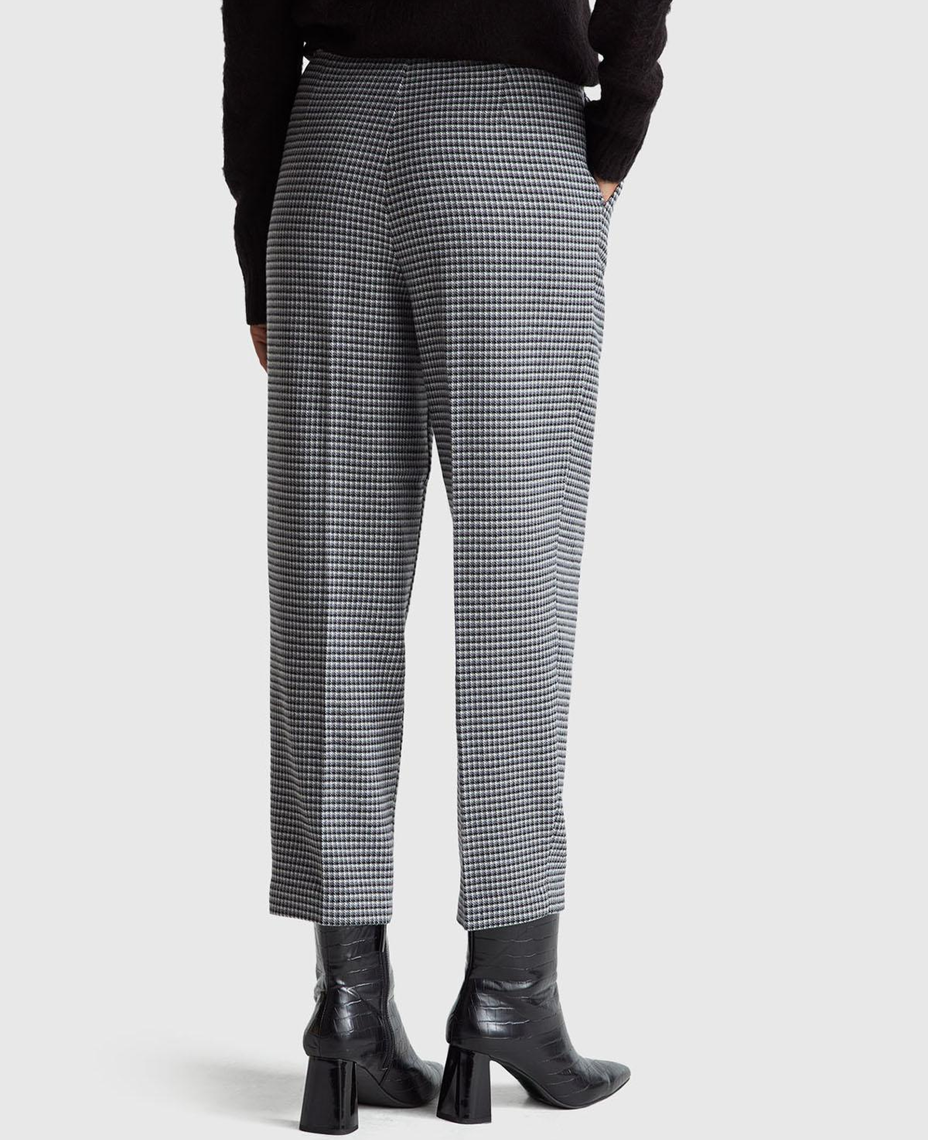 Kadın Koyu Gri Viskoz Karışımlı Fermuarlı Arka Bel Bandı Lastikli Pantolon