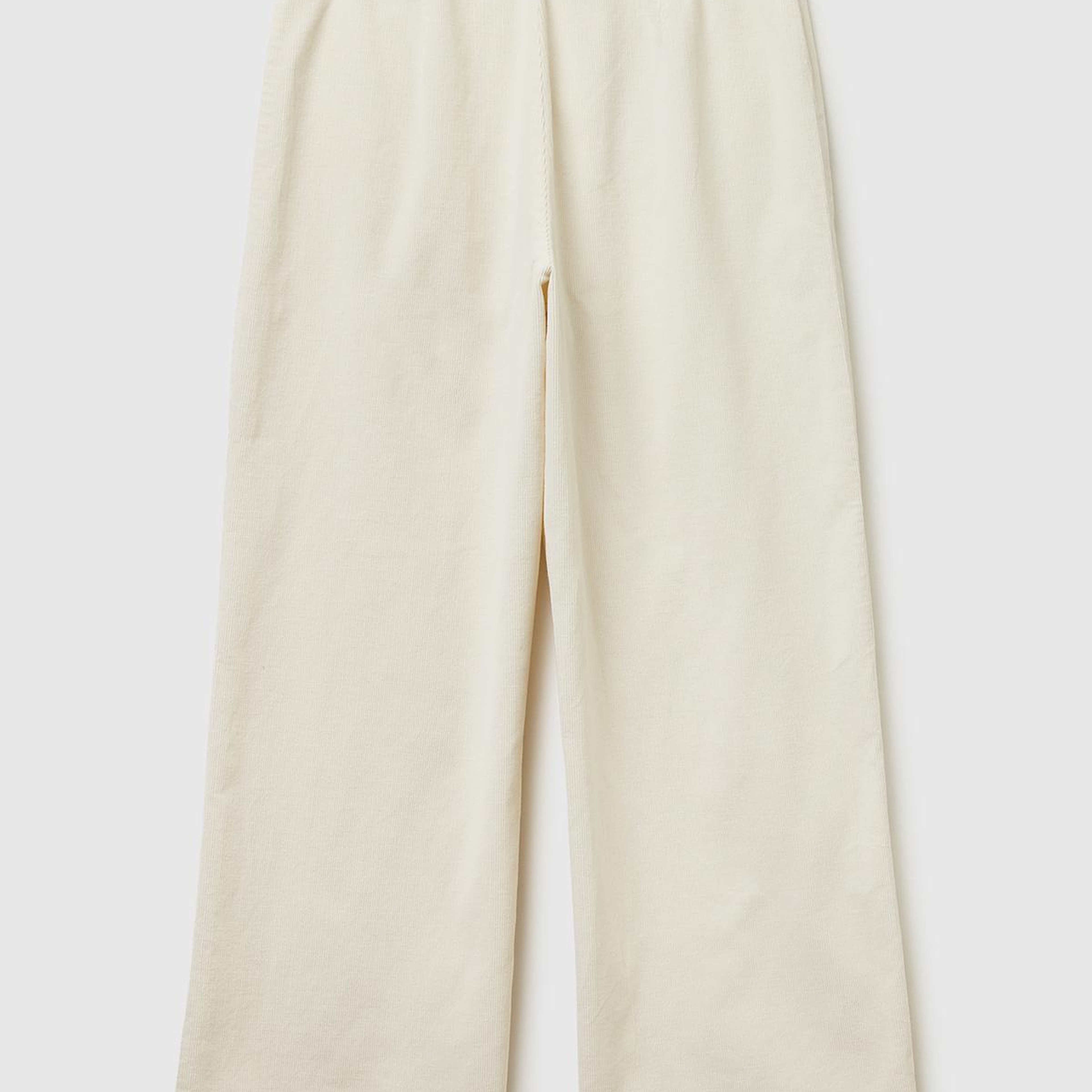 Kadın Krem %100 Pamuk Önü Yama Cepli Düz Paça Pantolon