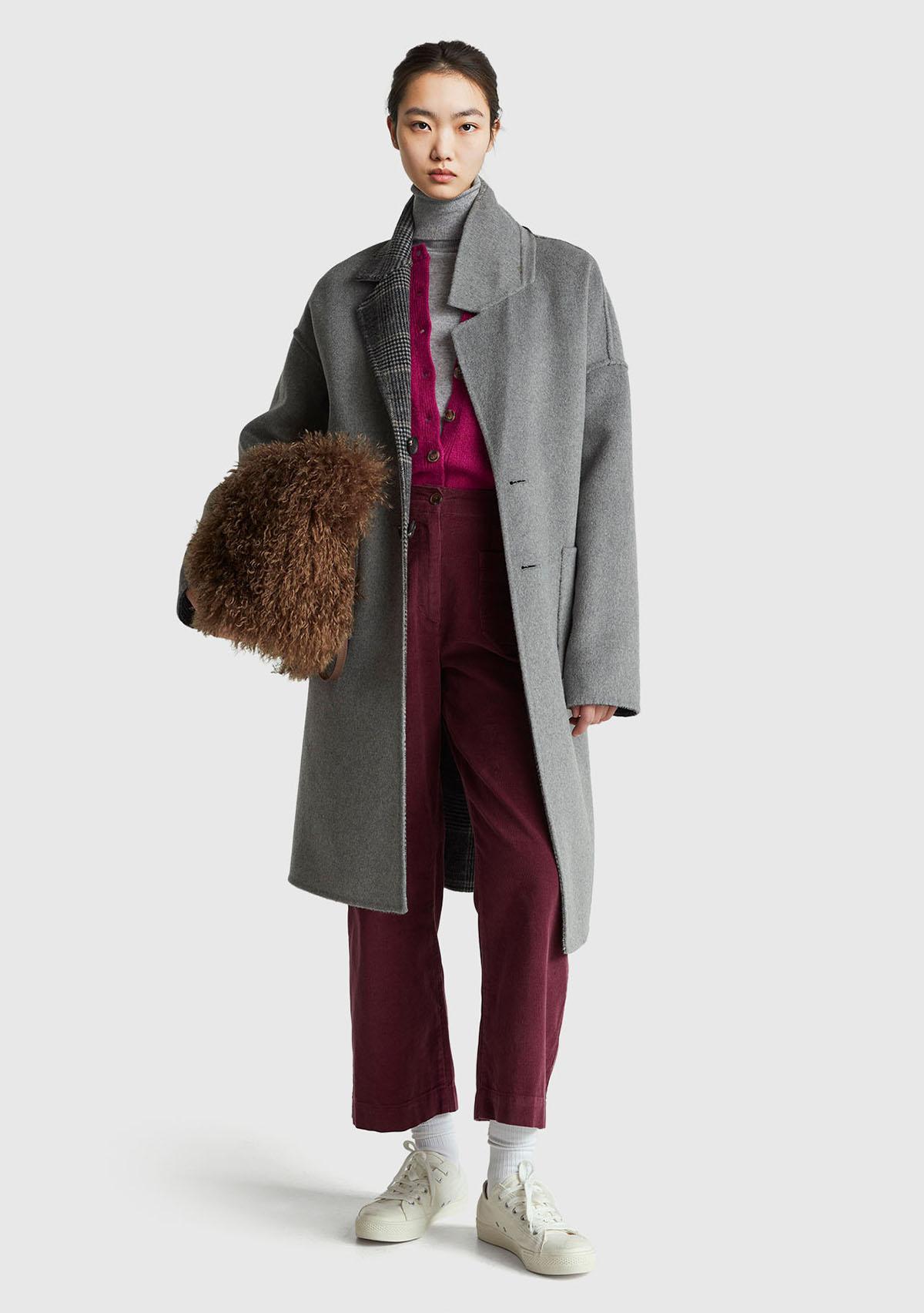 Kadın Mürdüm %100 Pamuk Önü Yama Cepli Düz Paça Pantolon