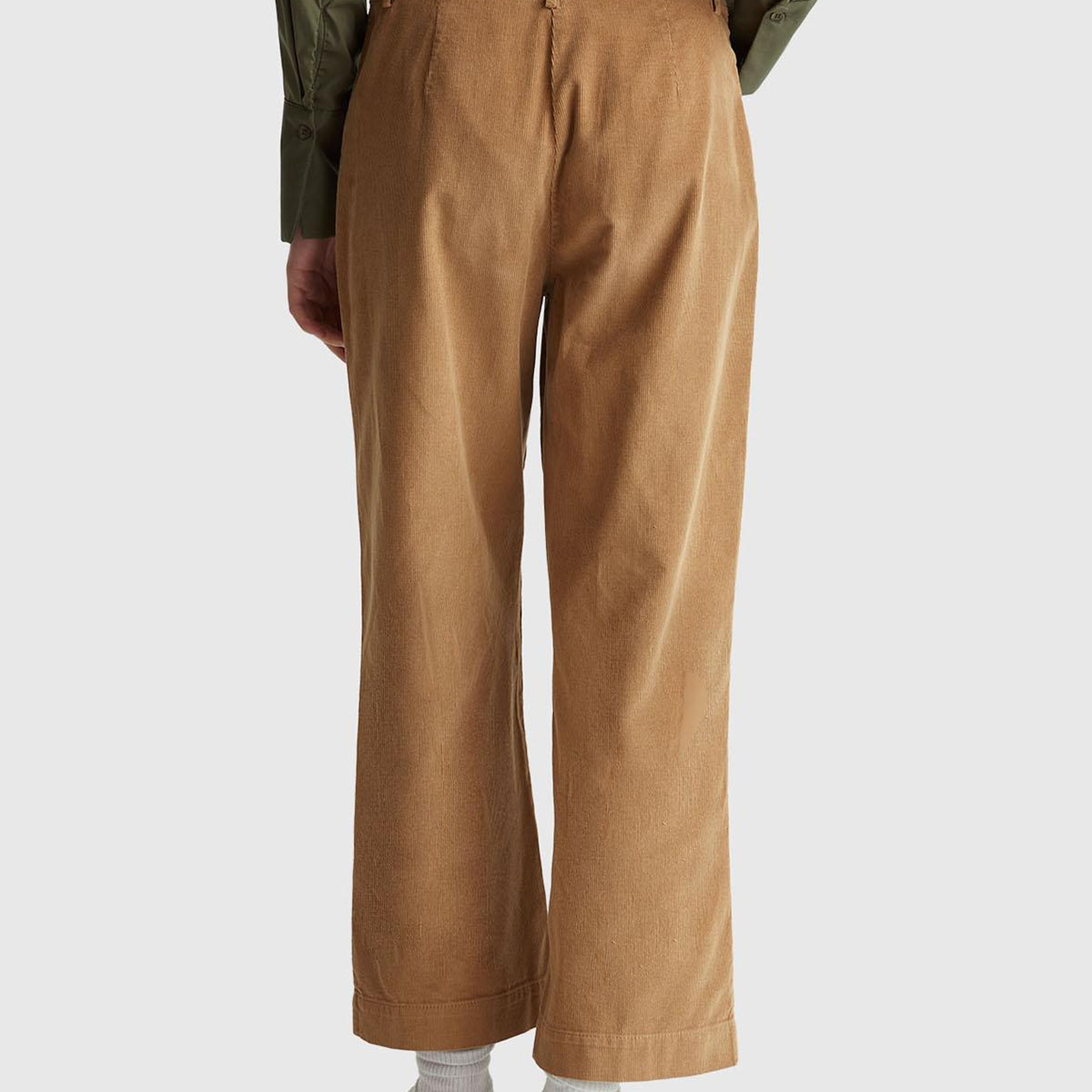 Kadın Taba %100 Pamuk Önü Yama Cepli Düz Paça Pantolon