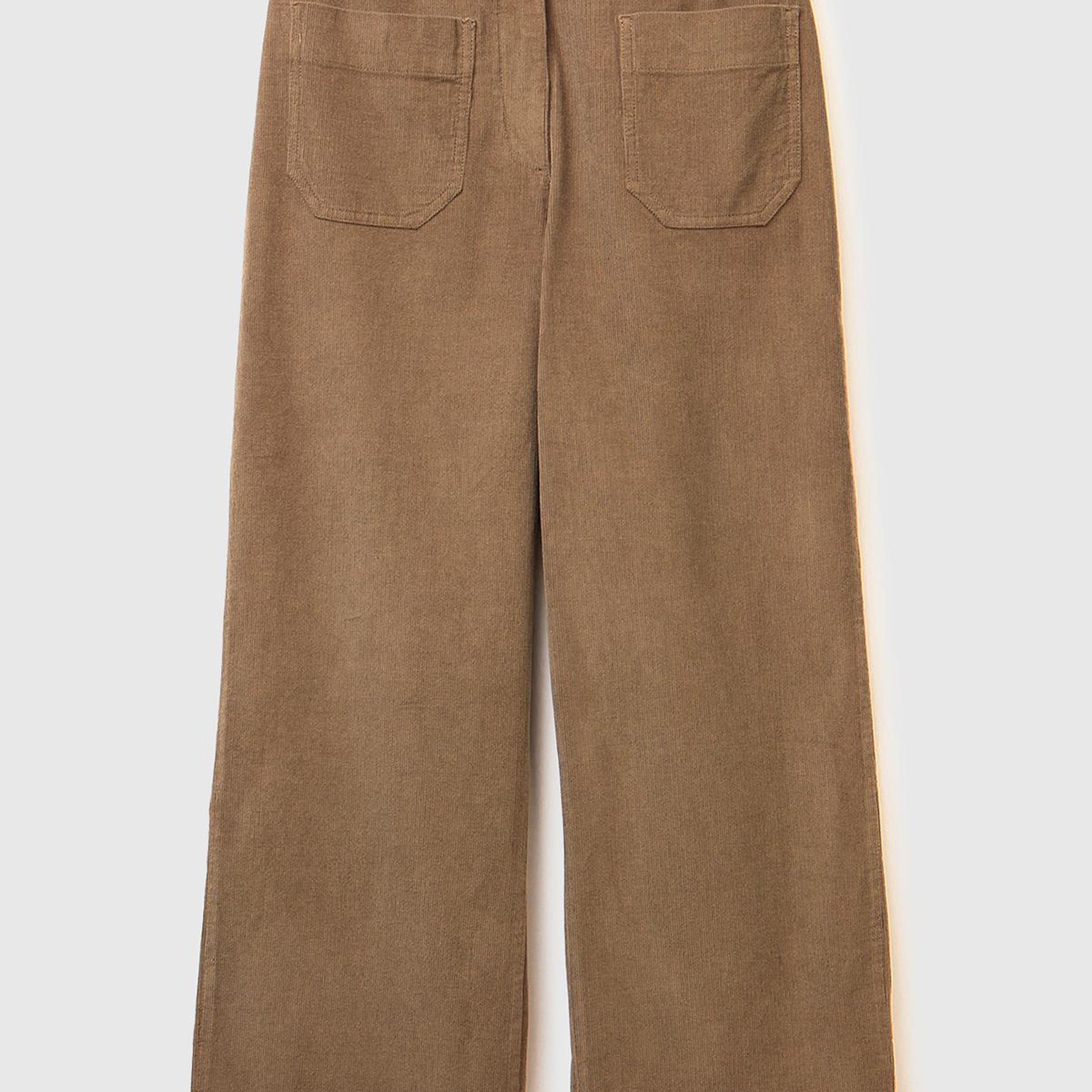 Kadın Taba %100 Pamuk Önü Yama Cepli Düz Paça Pantolon