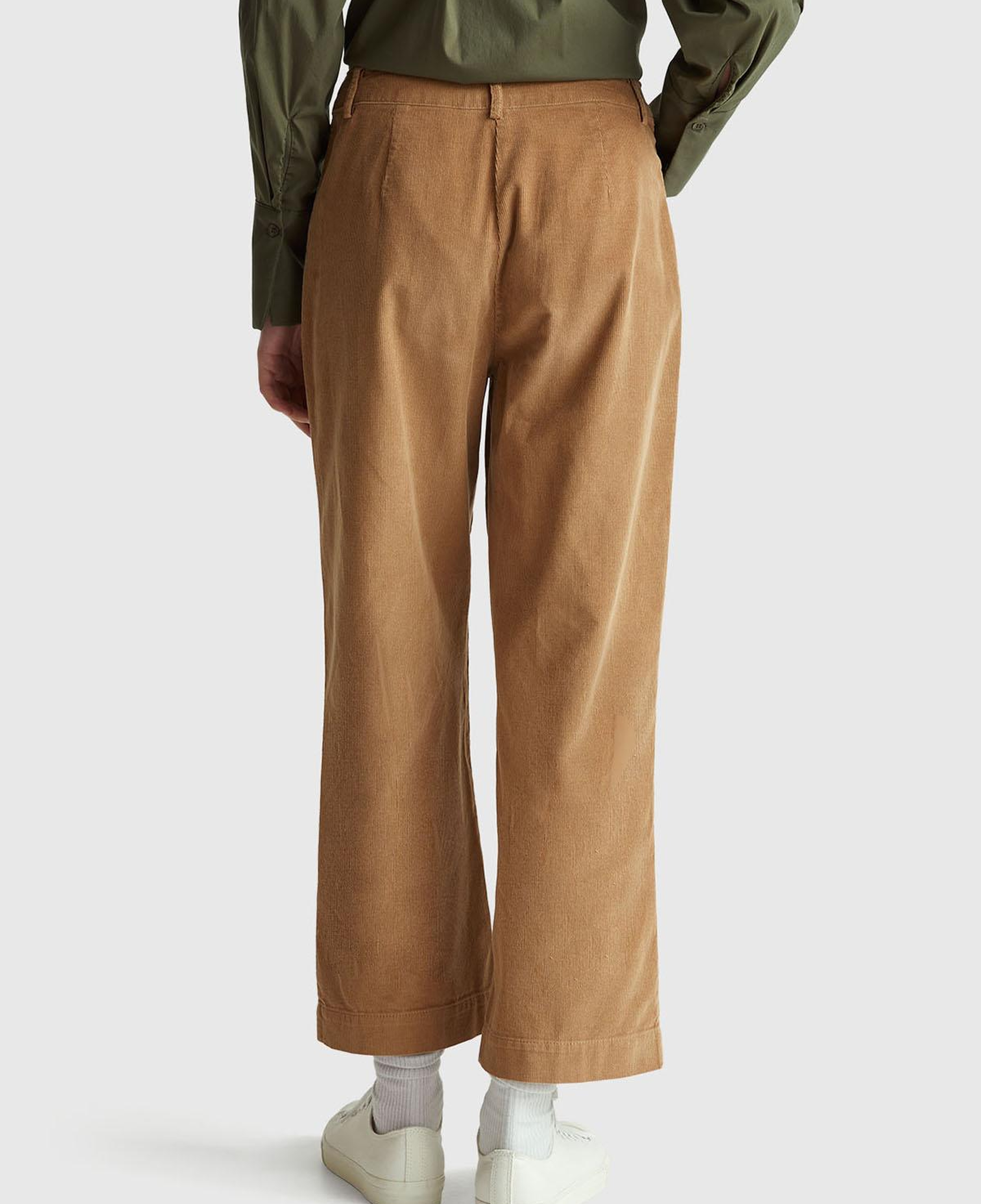 Kadın Taba %100 Pamuk Önü Yama Cepli Düz Paça Pantolon